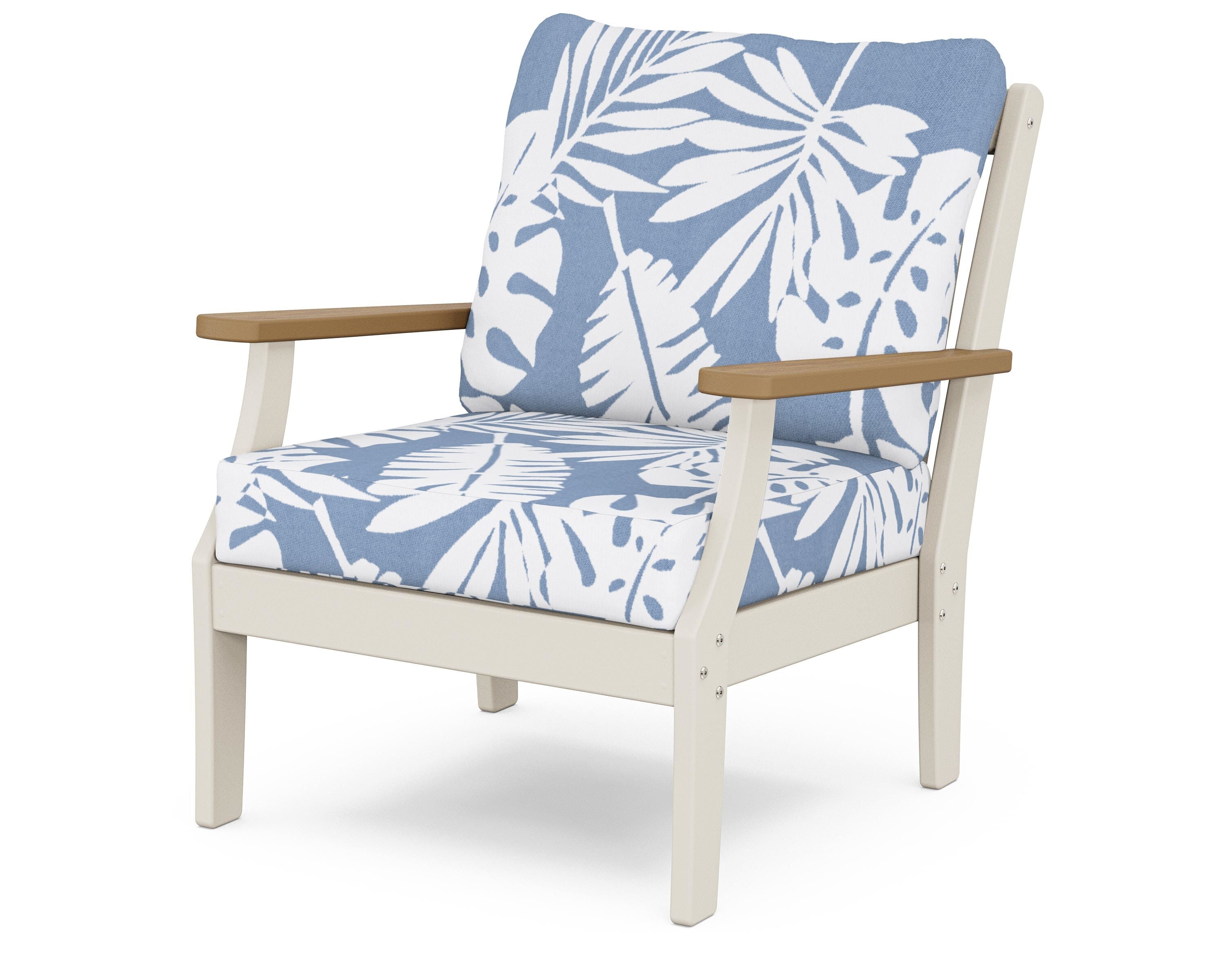 POLYWOOD® Braxton Deep Seating Chair in Sand / Natural / Leaf Sky Blue