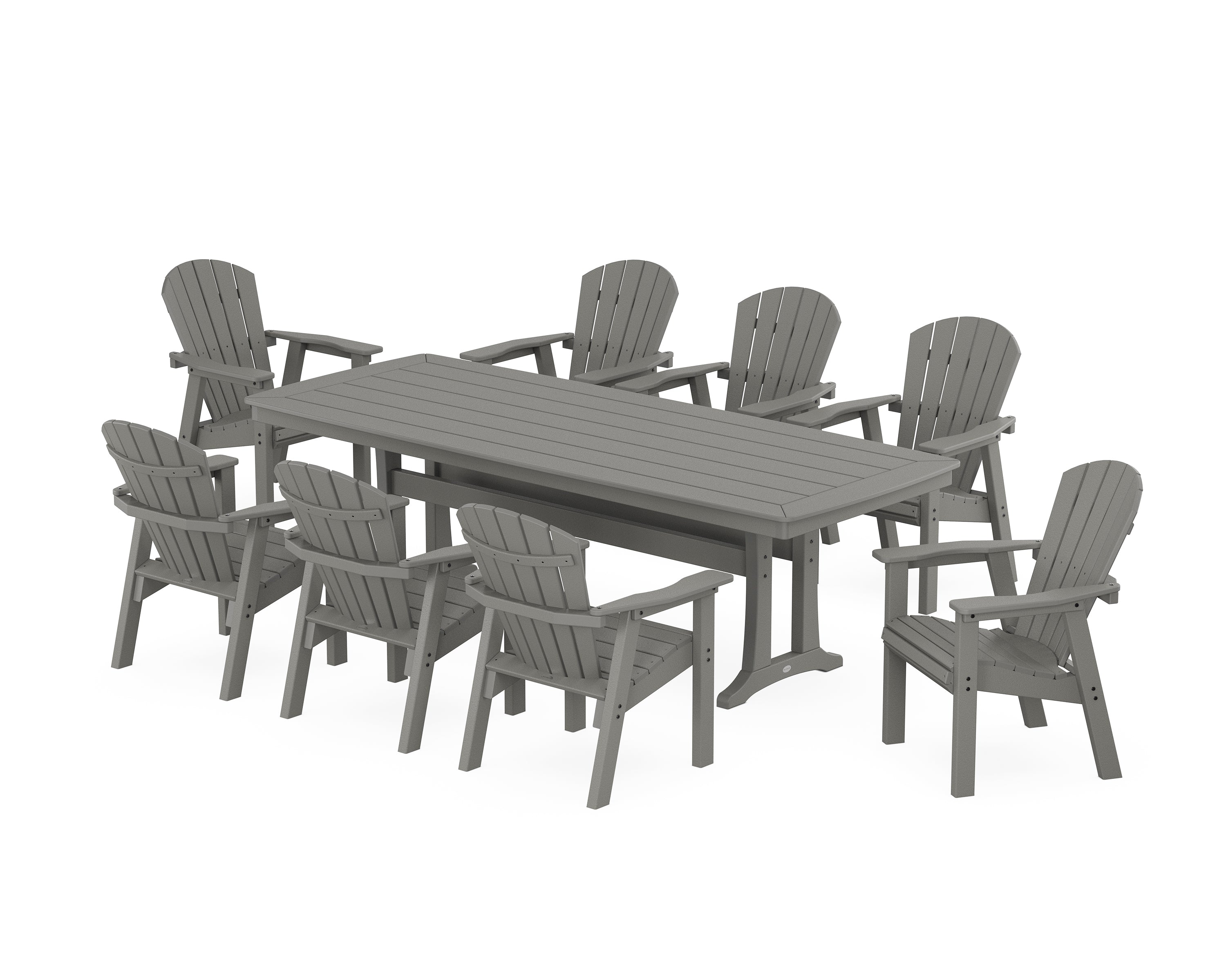 POLYWOOD® Seashell 9-Piece Dining Set with Trestle Legs in Slate Grey