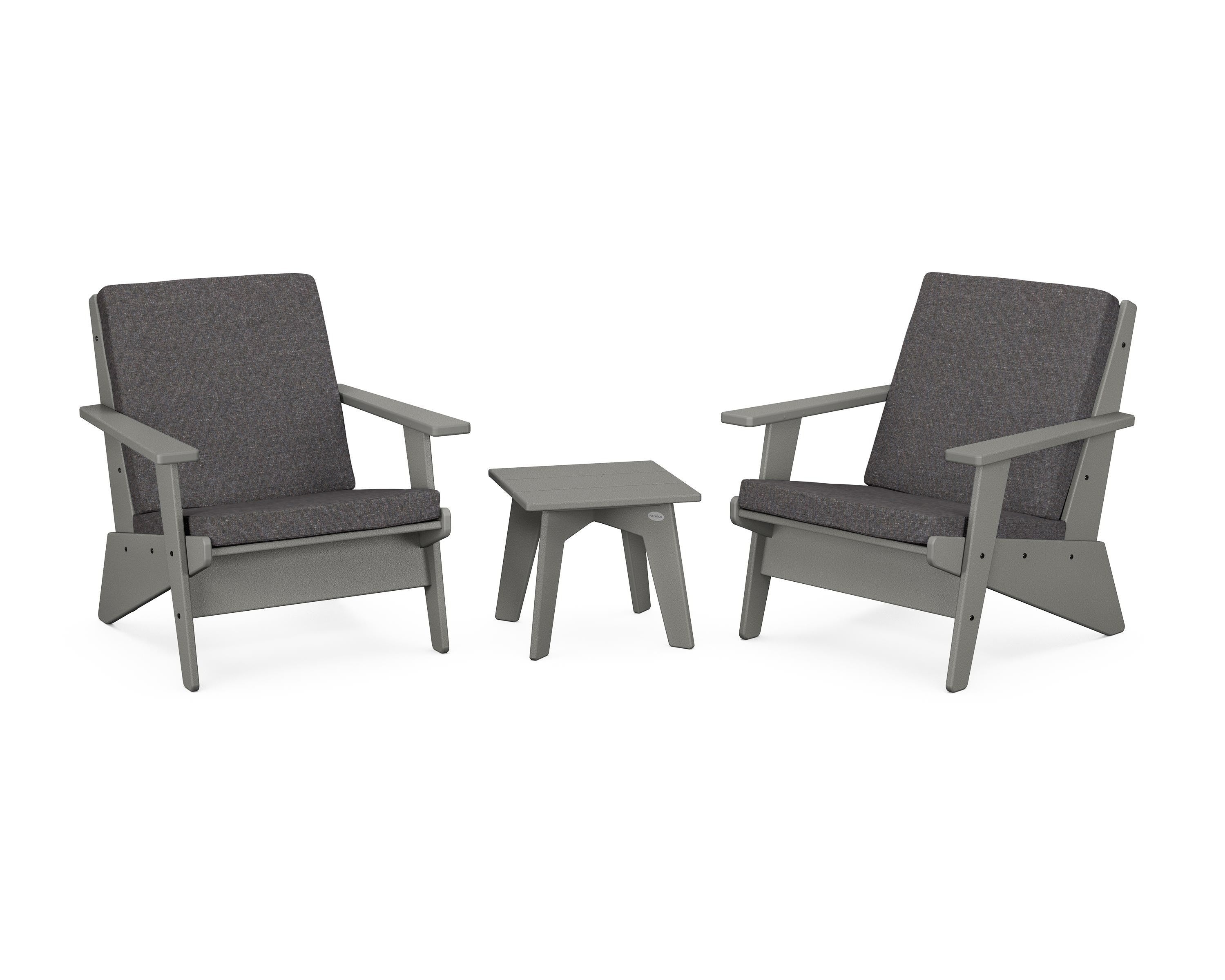 POLYWOOD® Riviera Modern Lounge 3-Piece Set in Slate Grey / Ash Charcoal