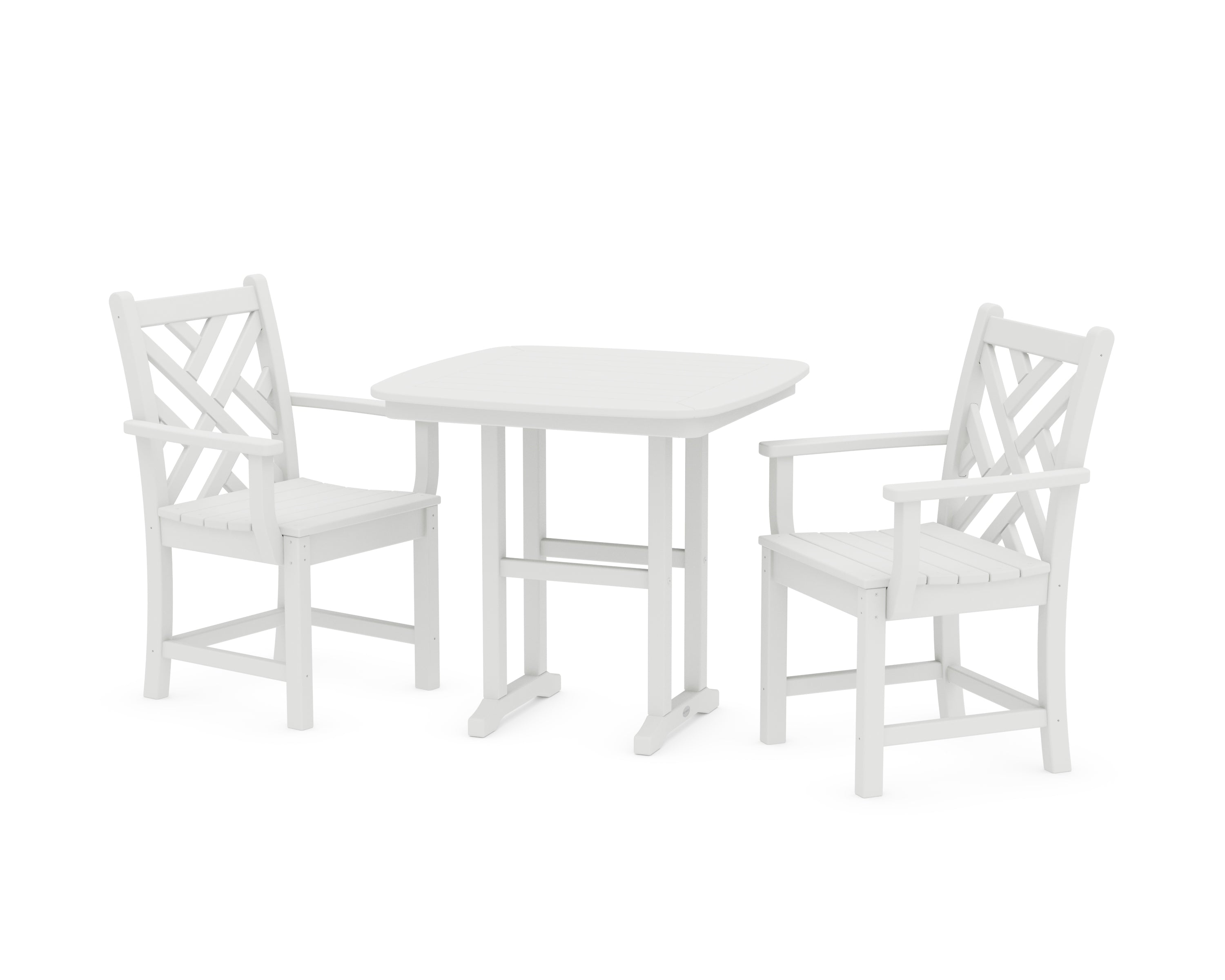 POLYWOOD® Chippendale 3-Piece Dining Set in White