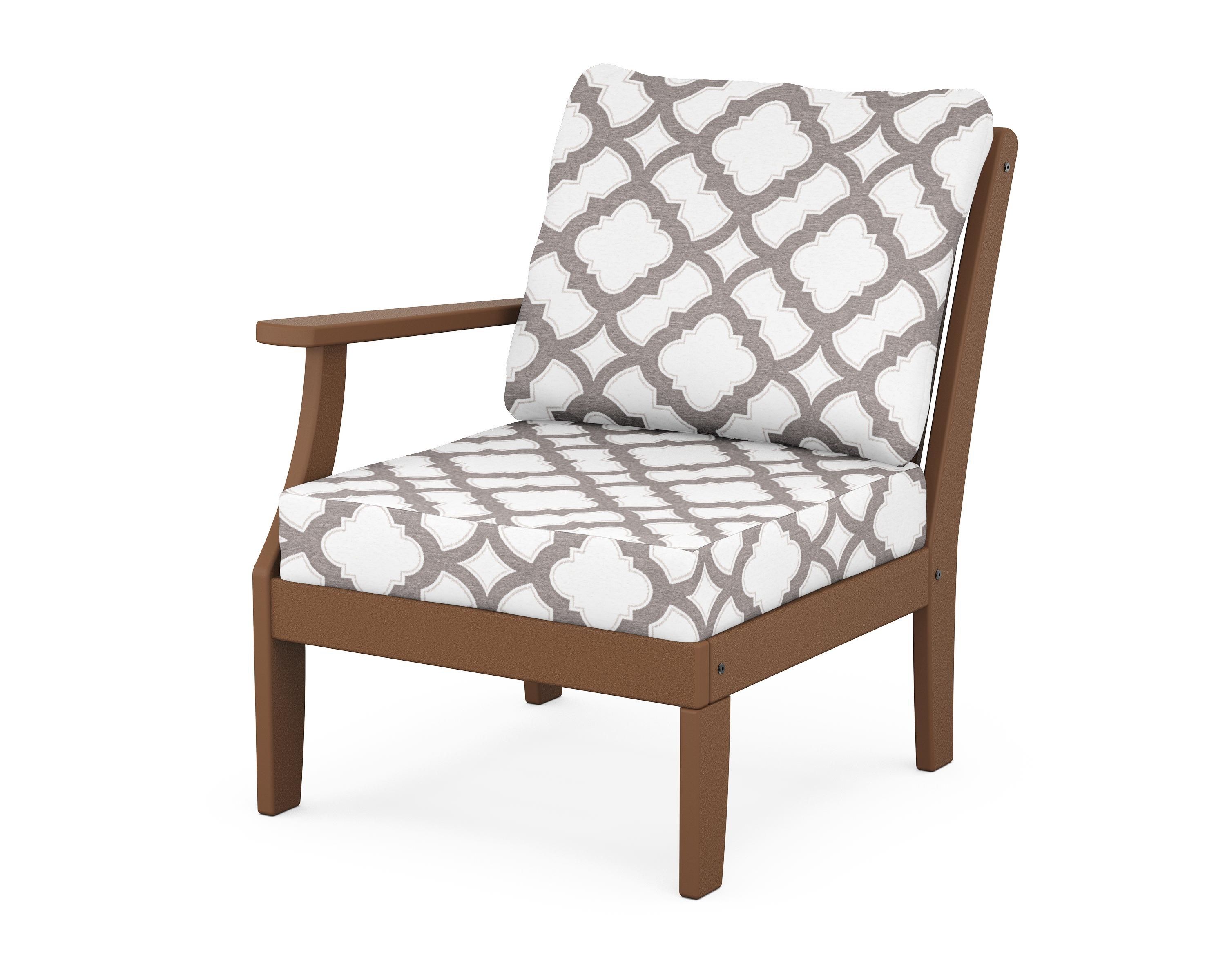 POLYWOOD® Braxton Modular Left Arm Chair in Teak / Trellis Grey Mist