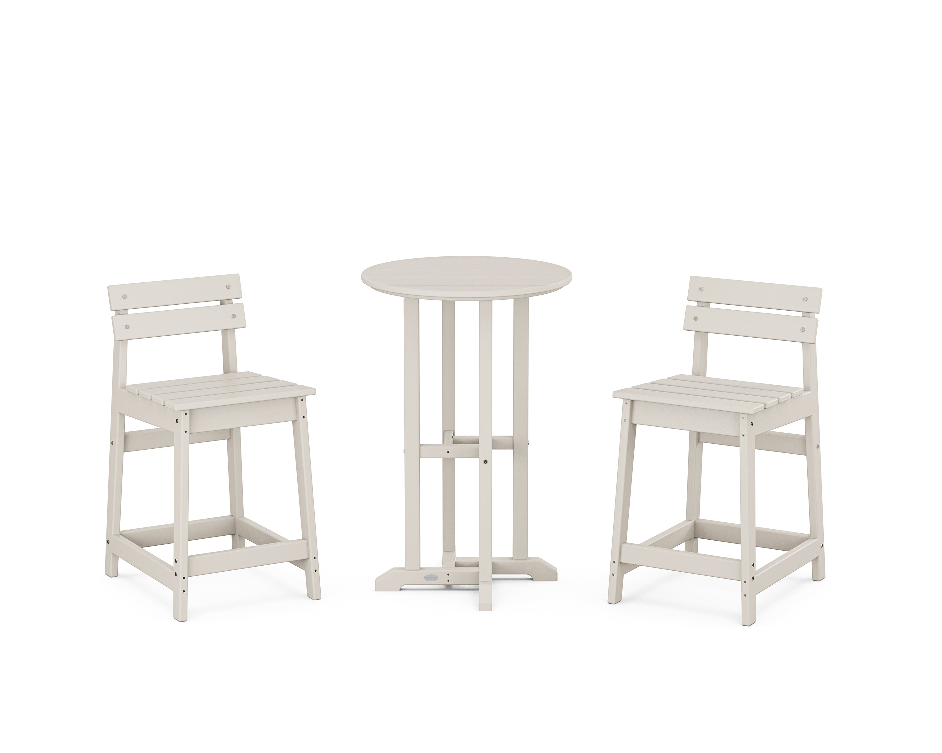 POLYWOOD® Modern Studio Plaza Lowback 3-Piece Bistro Counter Set in Sand