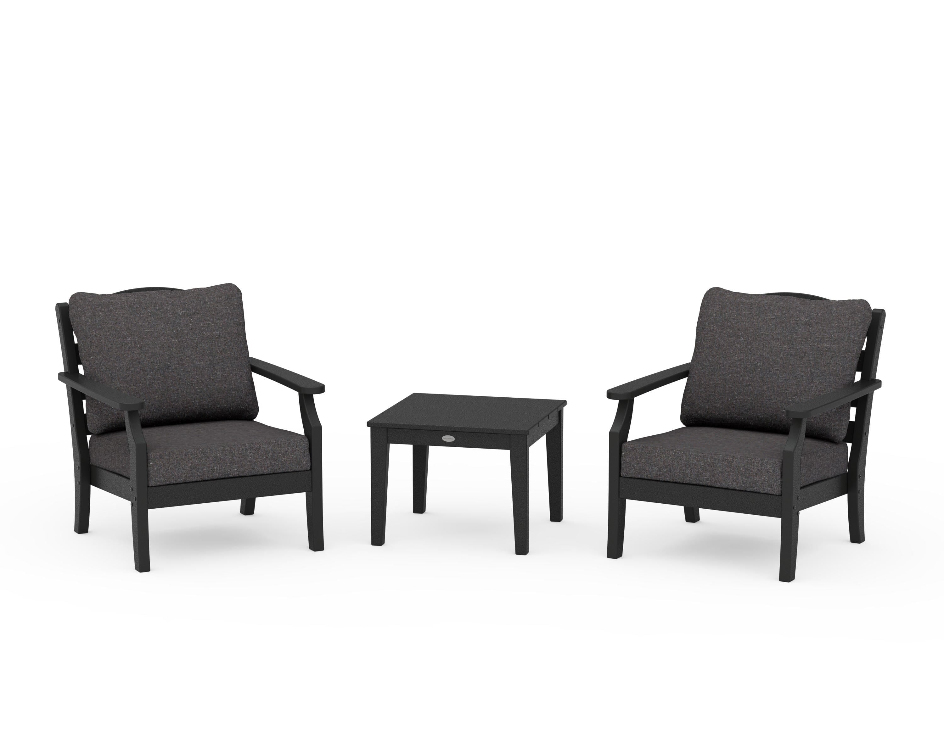 Draper James™ by POLYWOOD® Savannah 3-Piece Deep Seating Set in Black / Ash Charcoal