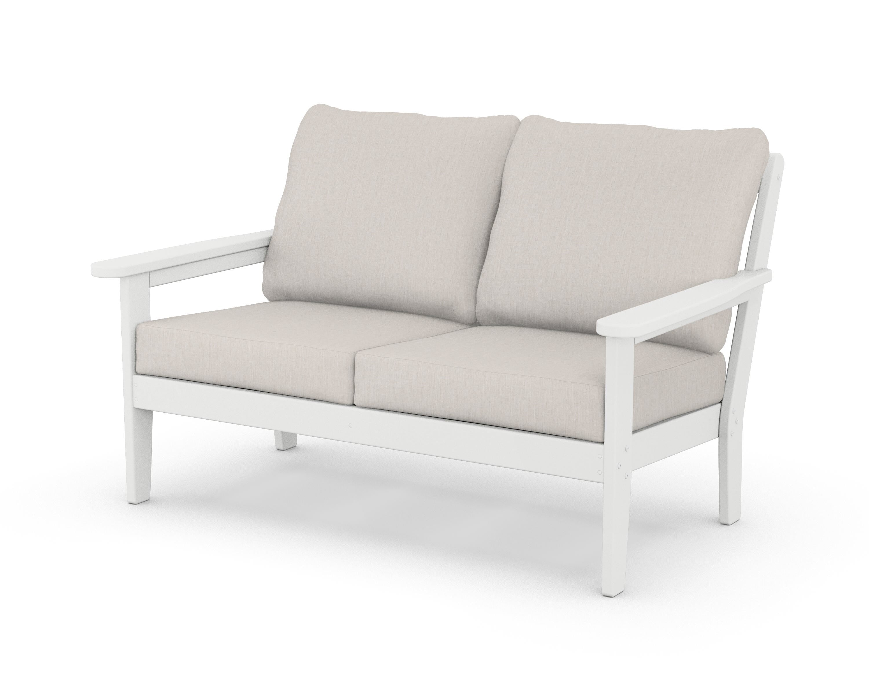 Country Living Cottage Deep Seating Loveseat in White / Cast Ash