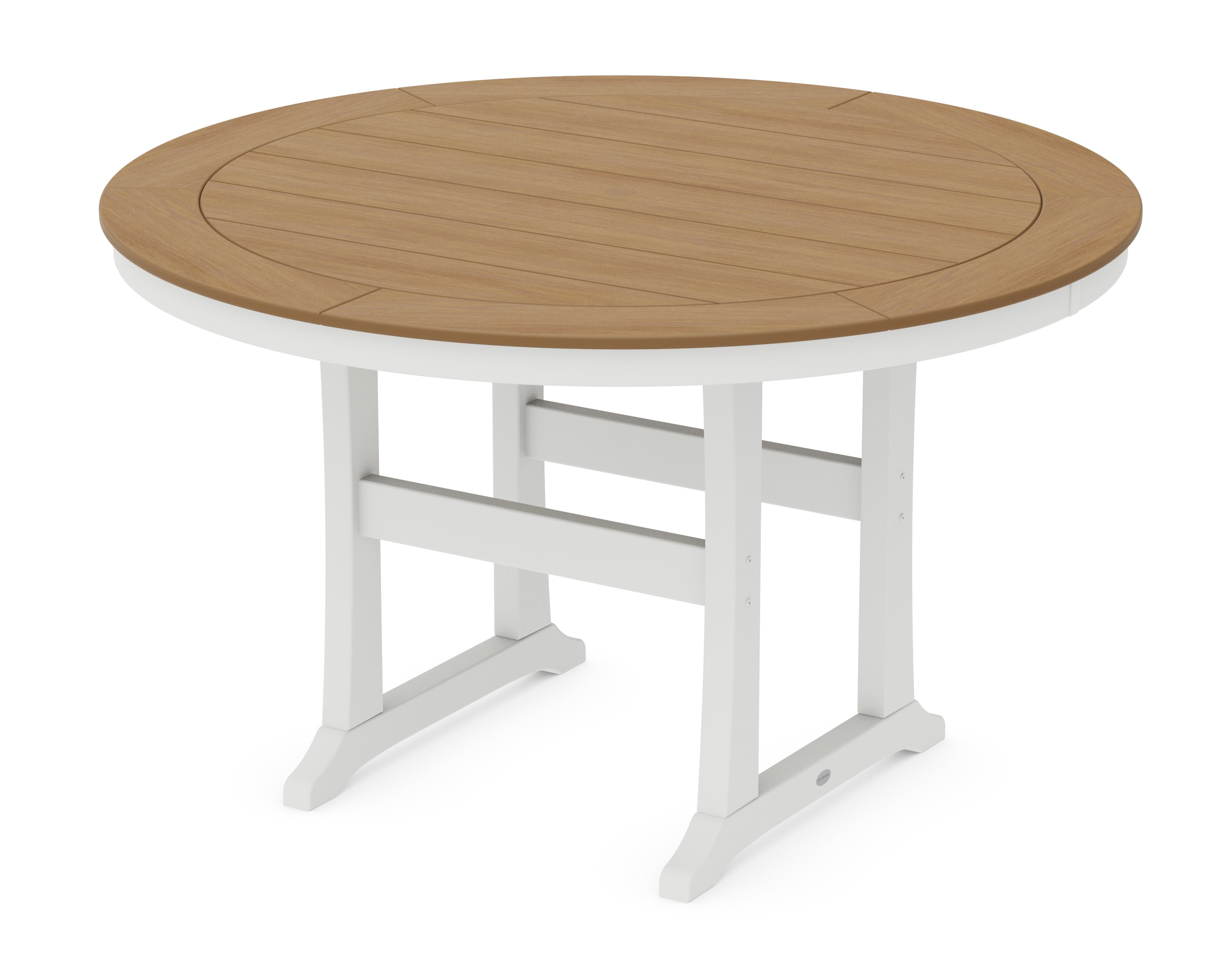 POLYWOOD® Nautical Trestle 60" Round Counter Table in White / Natural