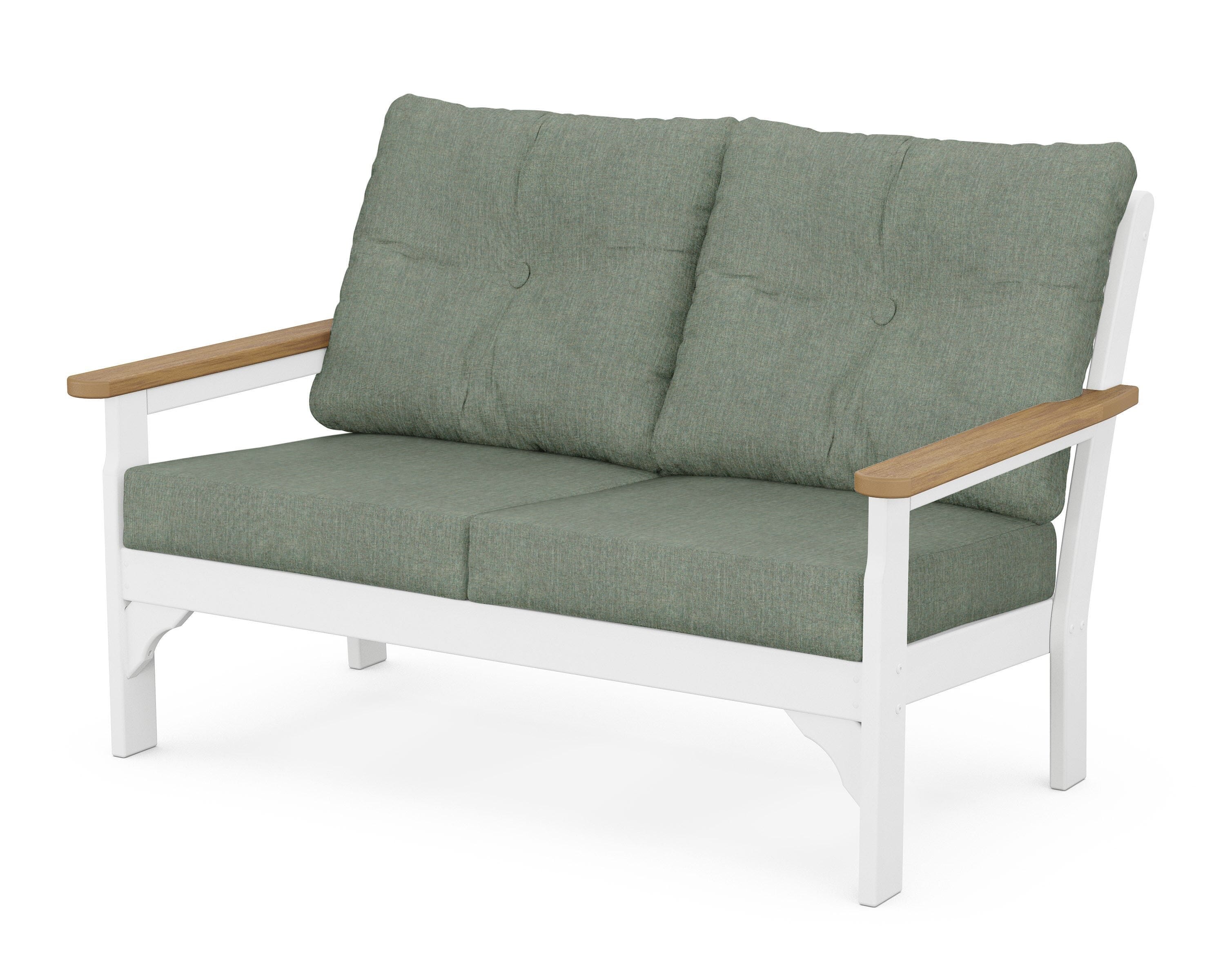 POLYWOOD® Vineyard Deep Seating Loveseat in White / Natural / Cast Sage