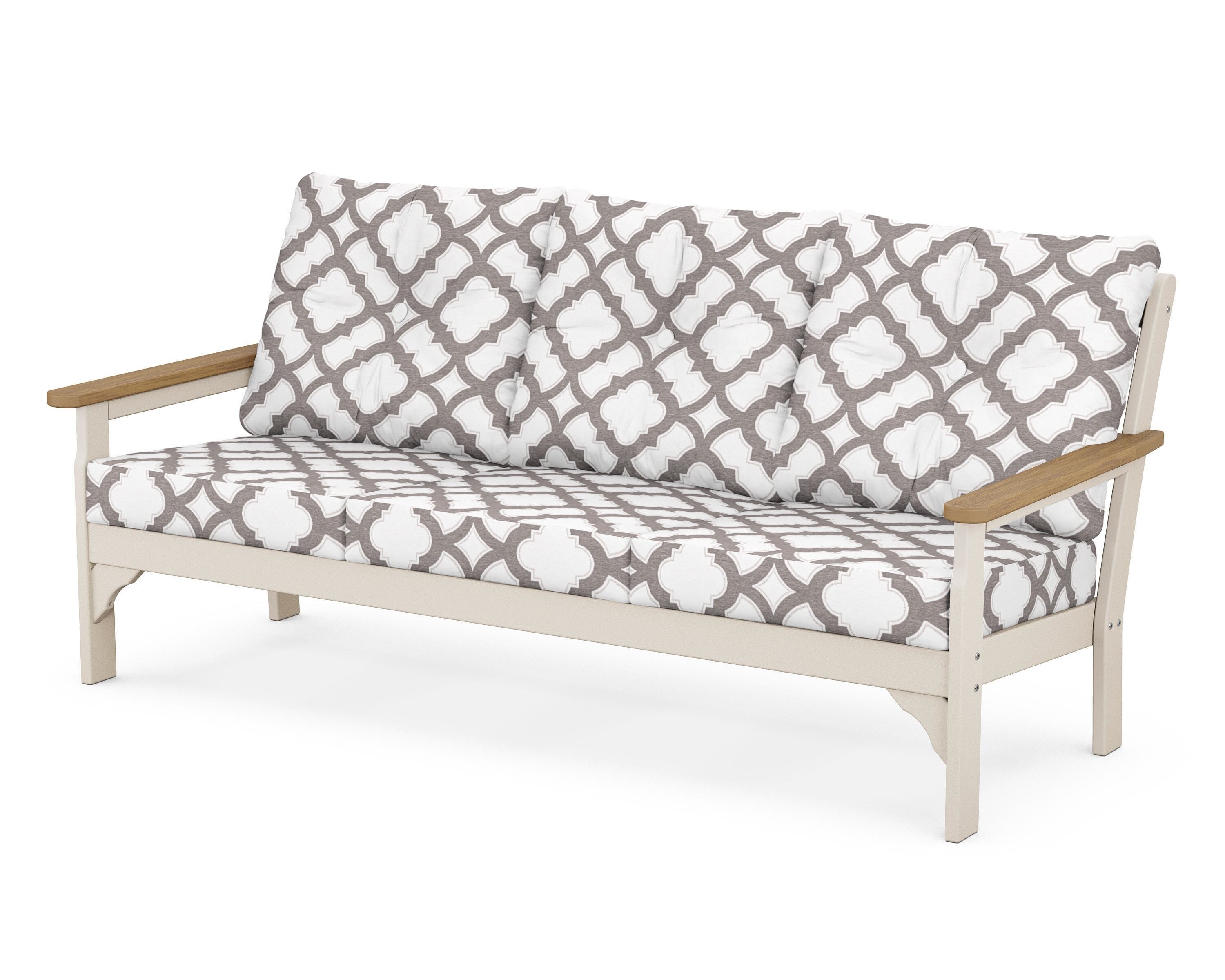 POLYWOOD® Vineyard Deep Seating Sofa in Sand / Natural / Trellis Grey Mist