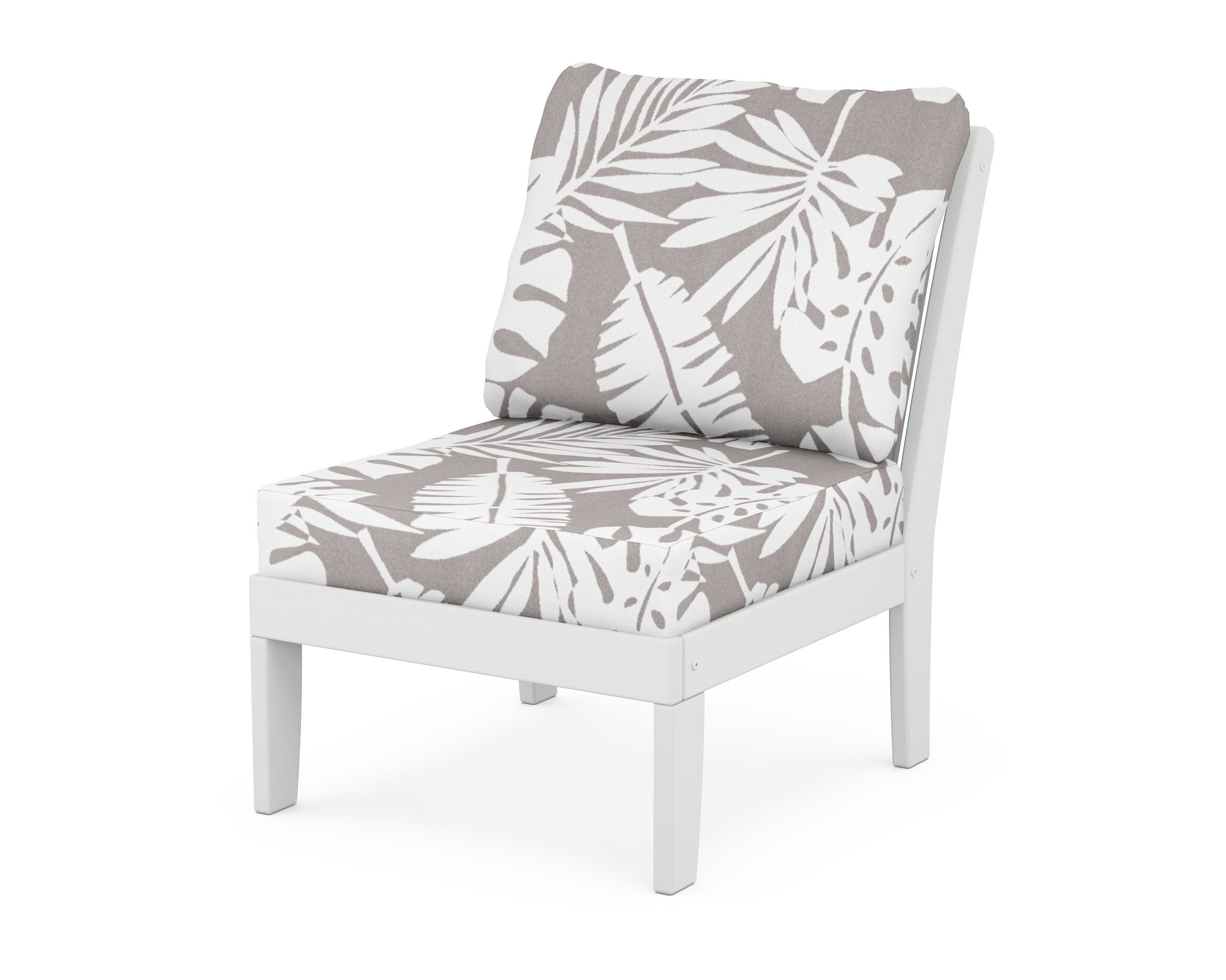 POLYWOOD® Braxton Modular Armless Chair in White / Leaf Grey Mist