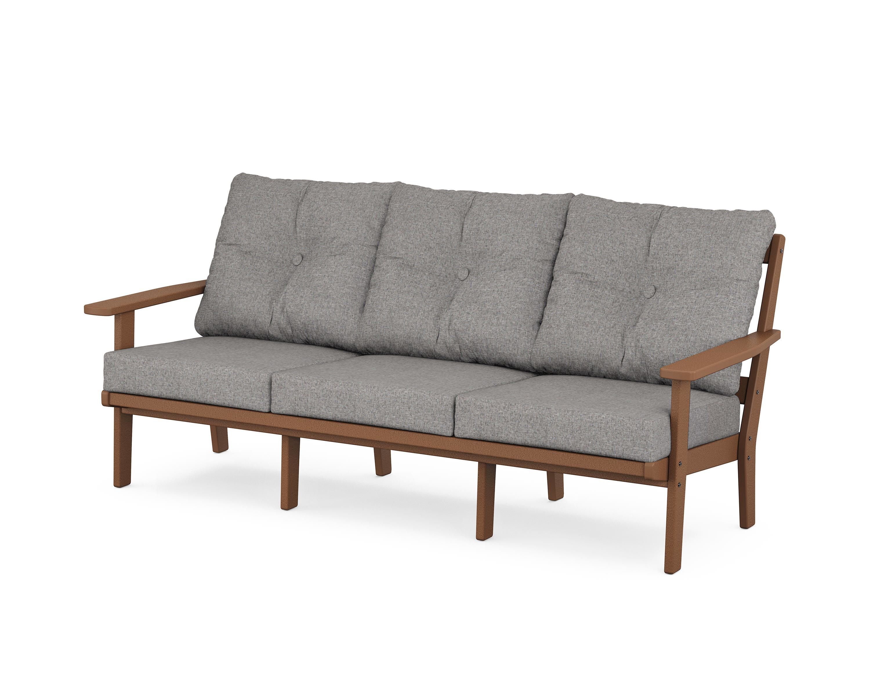 POLYWOOD® Oxford Deep Seating Sofa in Teak / Grey Mist