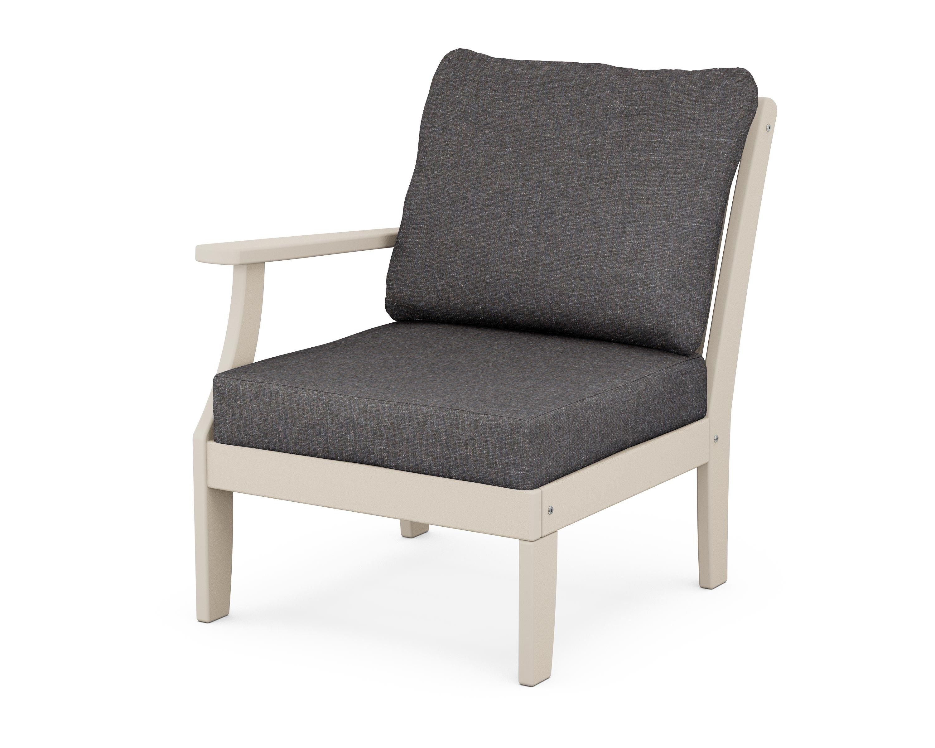 POLYWOOD® Braxton Modular Left Arm Chair in Sand / Ash Charcoal