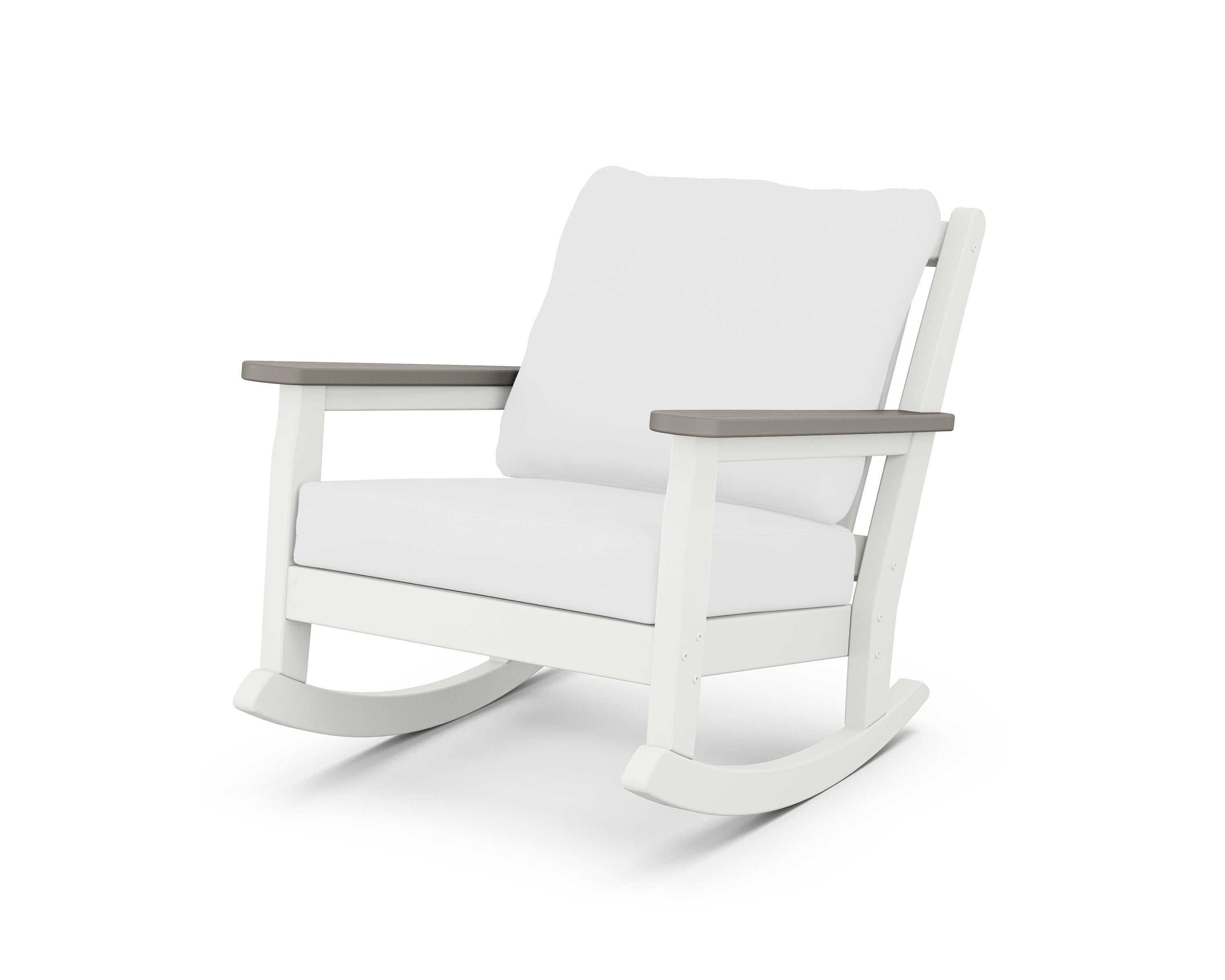 POLYWOOD® Chippendale Deep Seating Rocking Chair in White / Driftwood / Natural