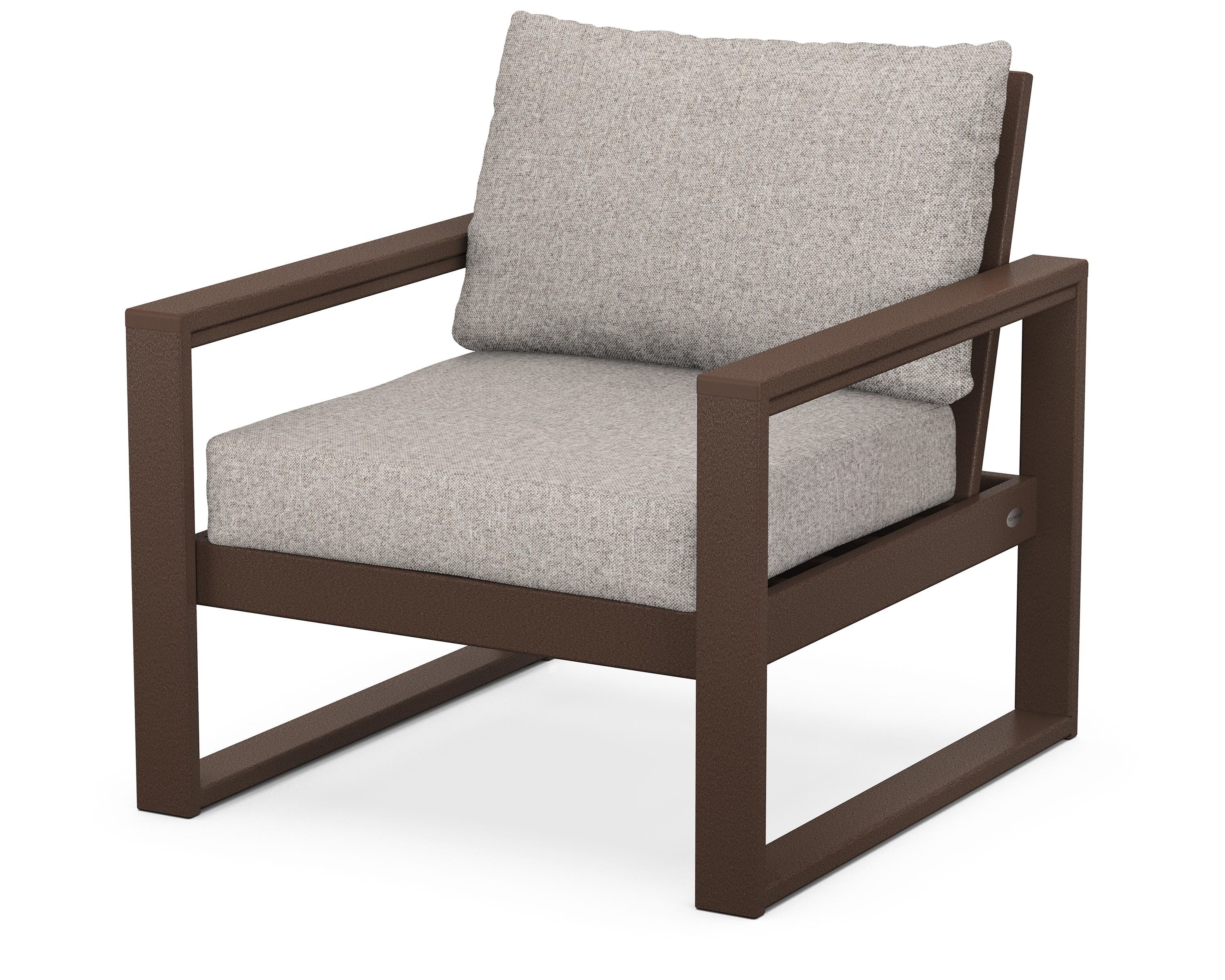 POLYWOOD® EDGE Club Chair in Mahogany / Weathered Tweed