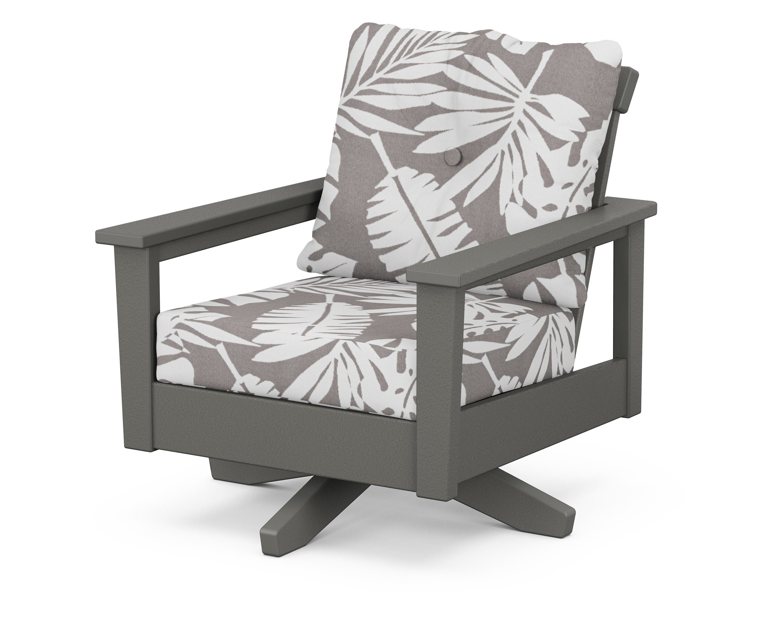 POLYWOOD® Prescott Deep Seating Swivel Chair in Slate Grey / Leaf Grey Mist