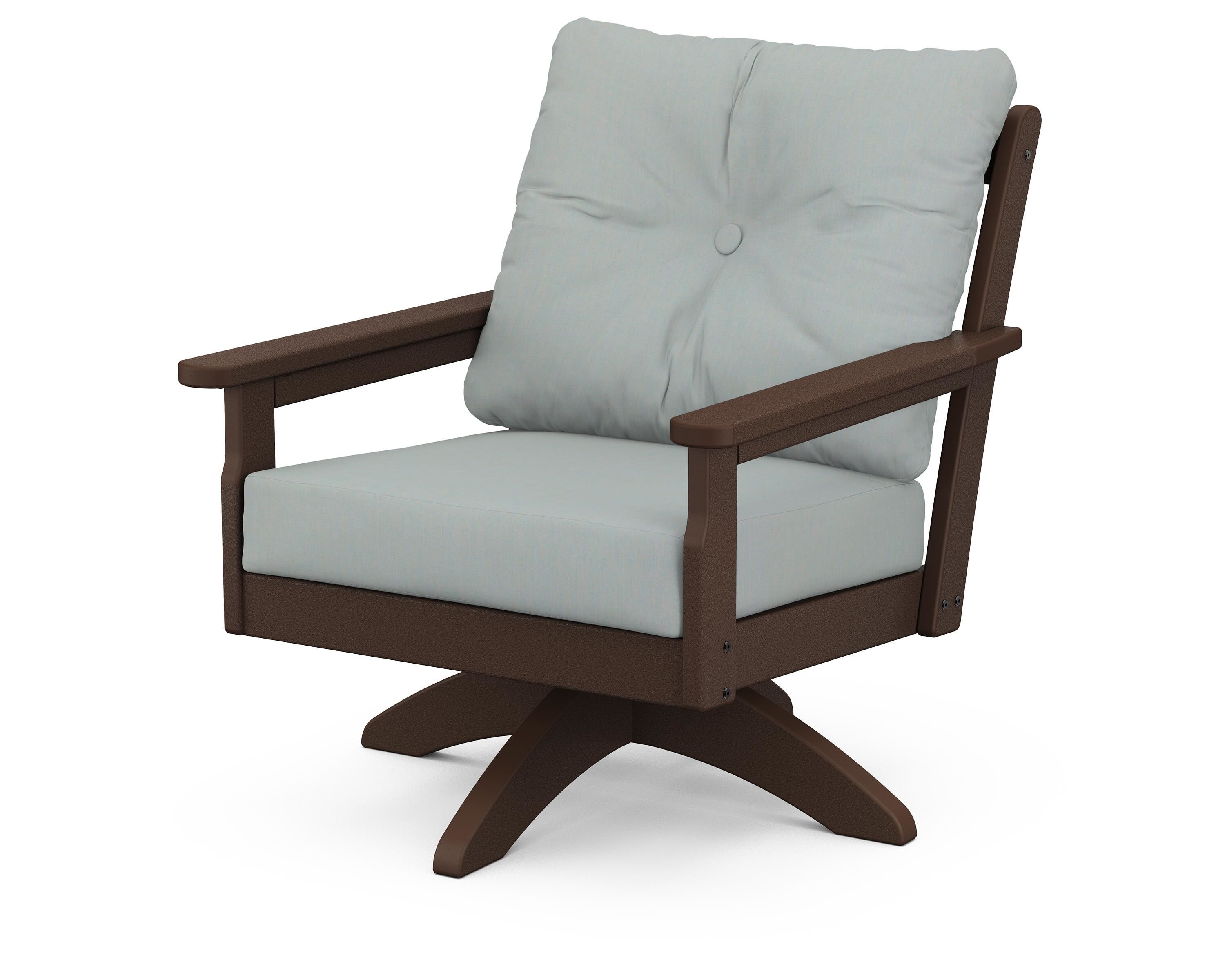 POLYWOOD® Vineyard Deep Seating Swivel Chair in Mahogany / Spa