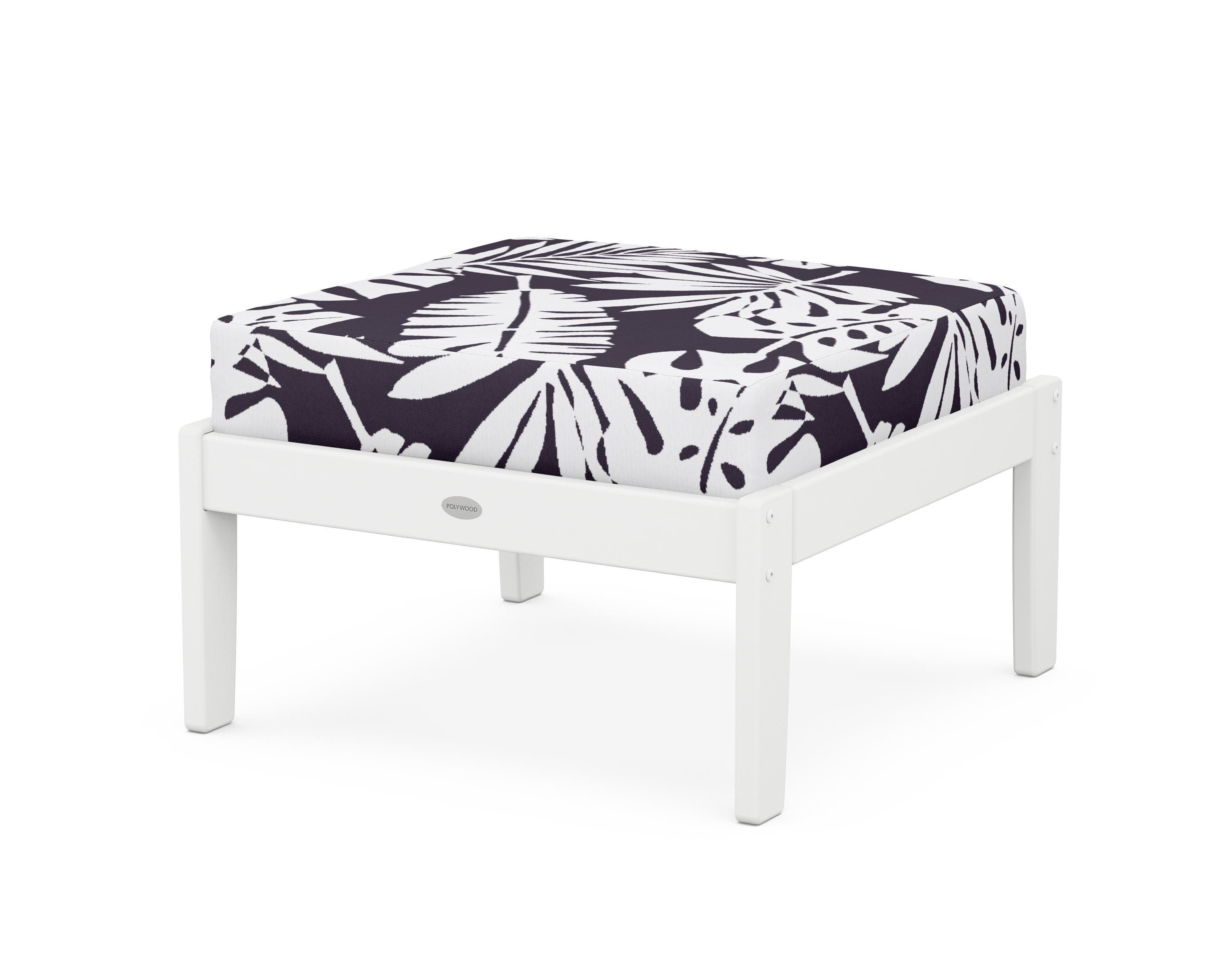 POLYWOOD® Braxton Deep Seating Ottoman in White / Leaf Navy