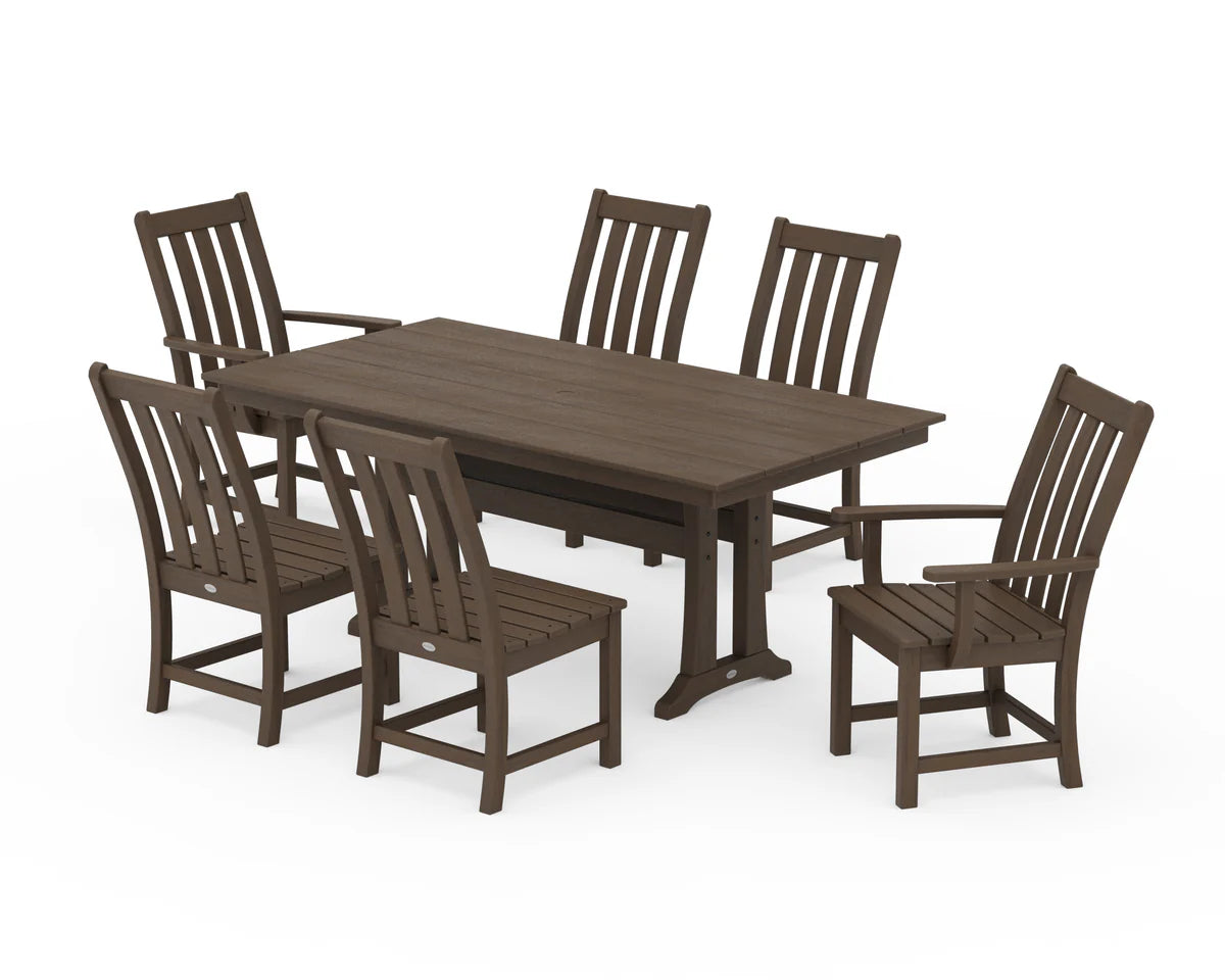 Vineyard 7-Piece Farmhouse Dining Set with Trestle Legs