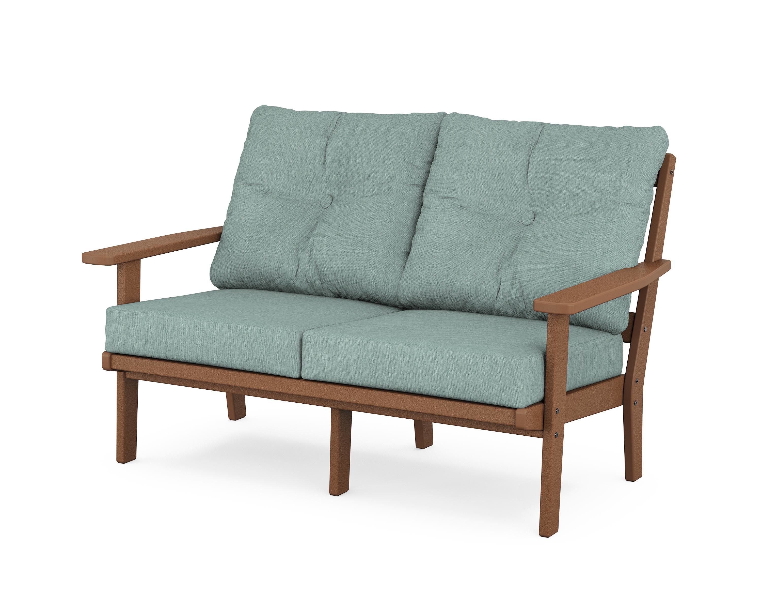 POLYWOOD® Oxford Deep Seating Loveseat in Teak / Glacier Spa