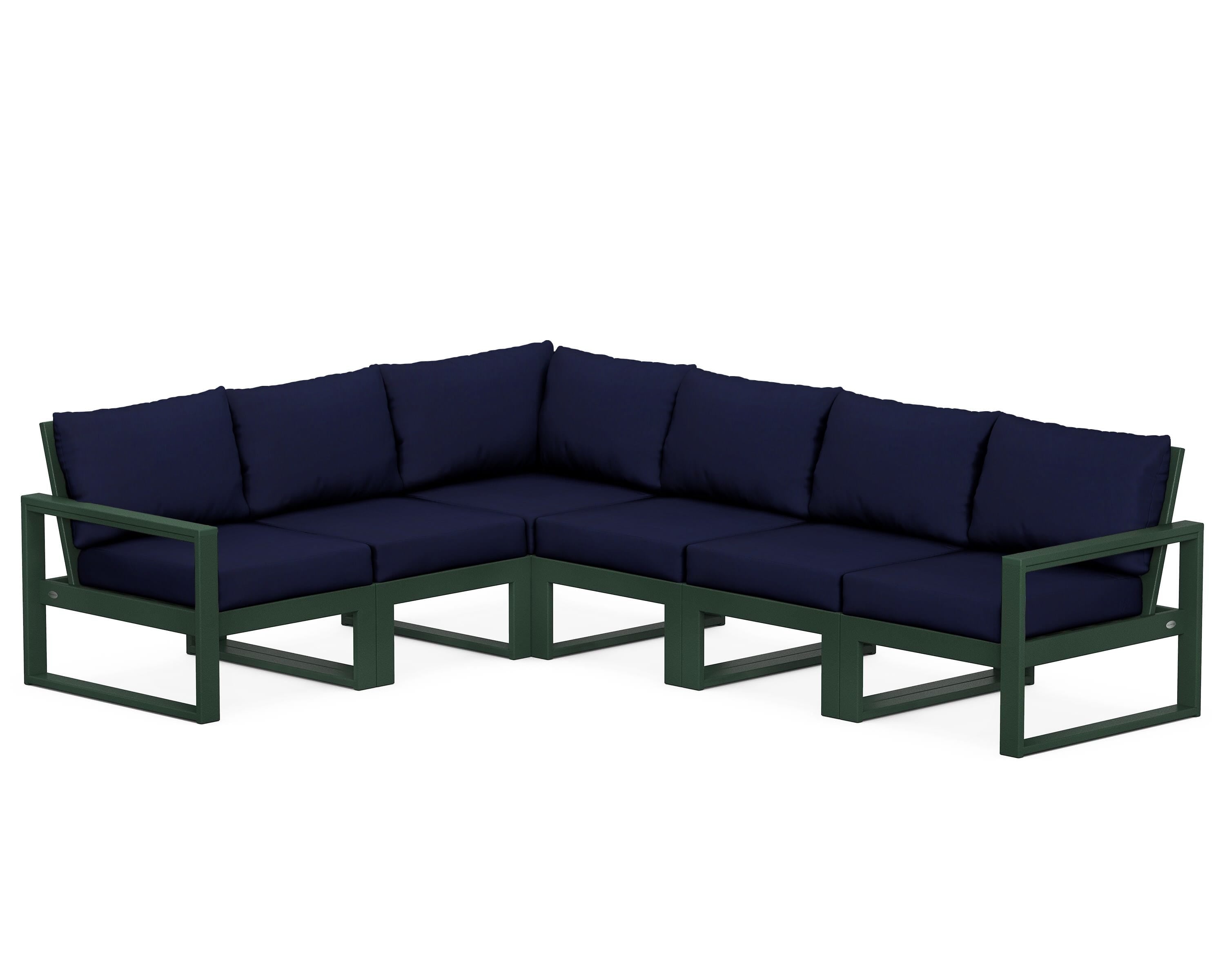 POLYWOOD® EDGE 6-Piece Modular Deep Seating Set in Green / Navy