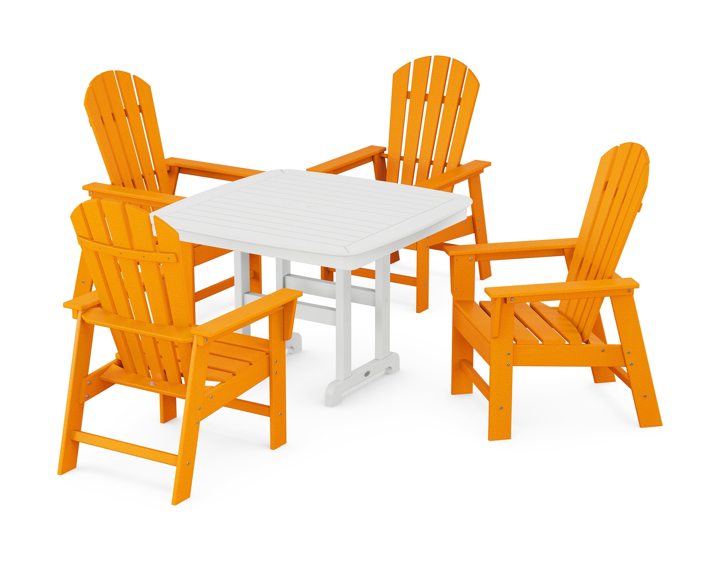 POLYWOOD® South Beach 5-Piece Dining Set with Trestle Legs in Tangerine / White
