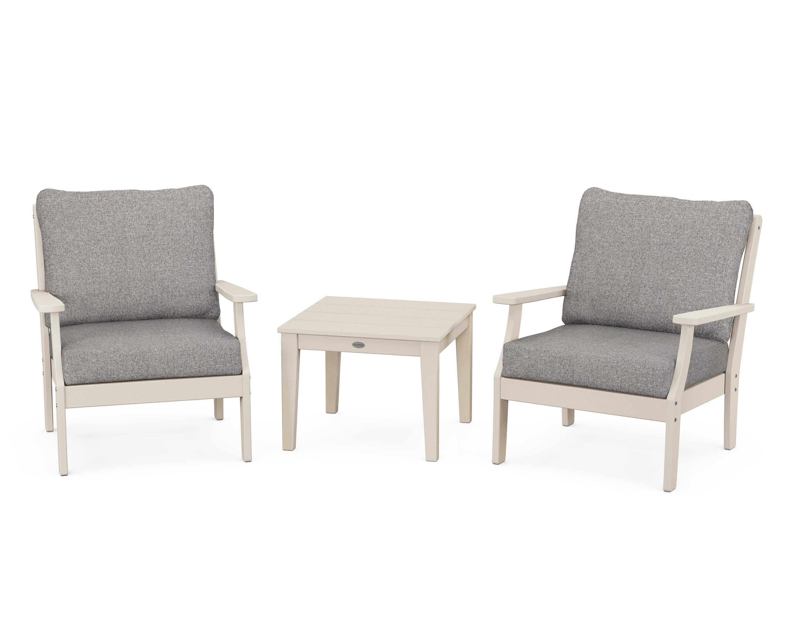 POLYWOOD® Braxton 3-Piece Deep Seating Set in Sand / Grey Mist