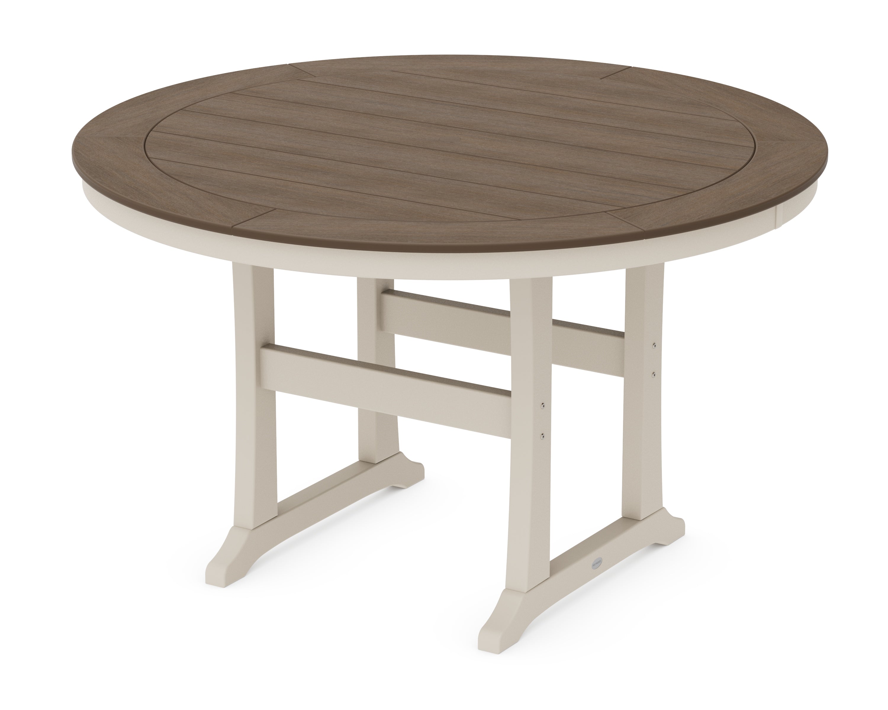 POLYWOOD® Nautical Trestle 60" Round Counter Table in Sand / Kona