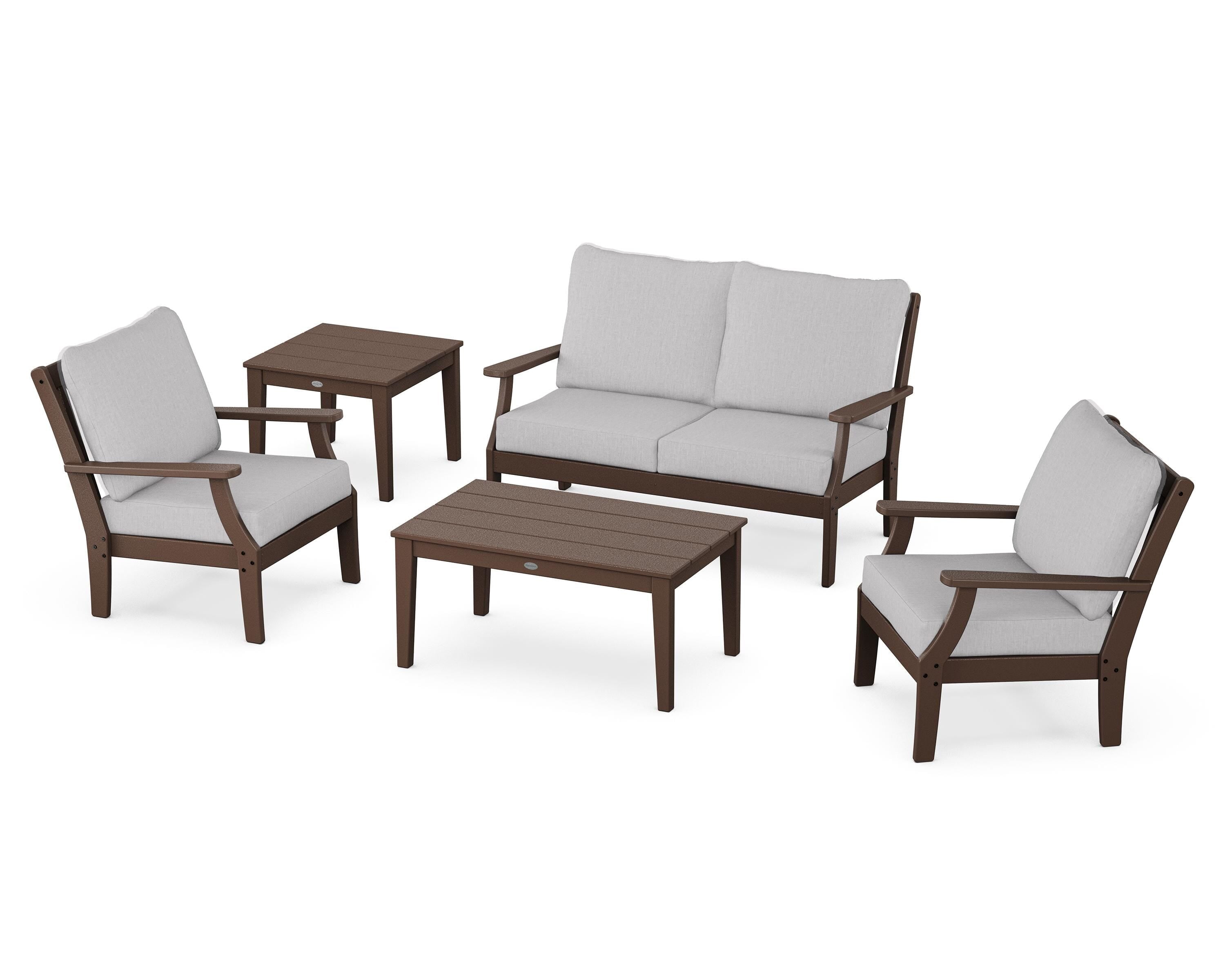 POLYWOOD® Braxton 5-Piece Deep Seating Set in Mahogany / Granite