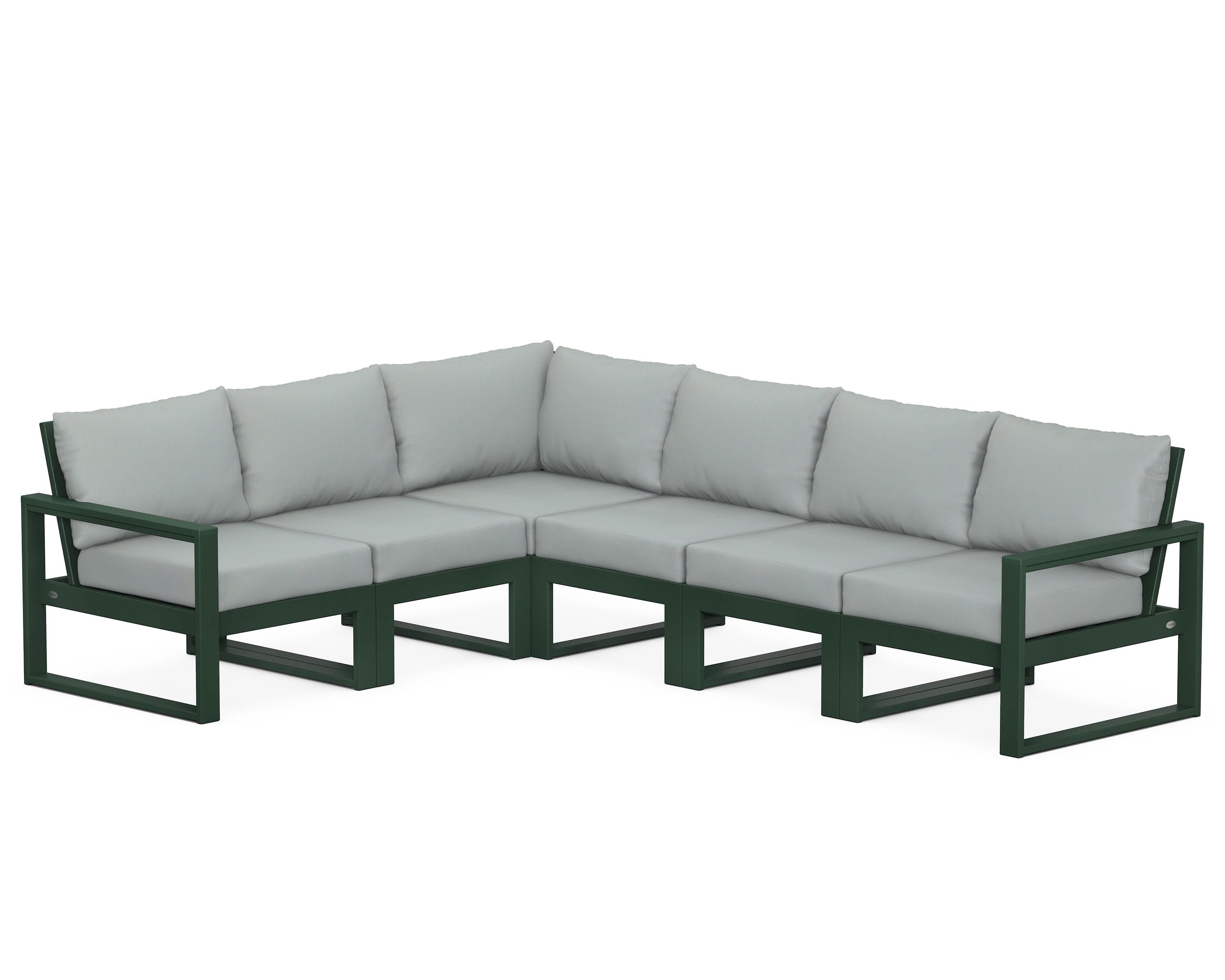 POLYWOOD® EDGE 6-Piece Modular Deep Seating Set in Green / Spa