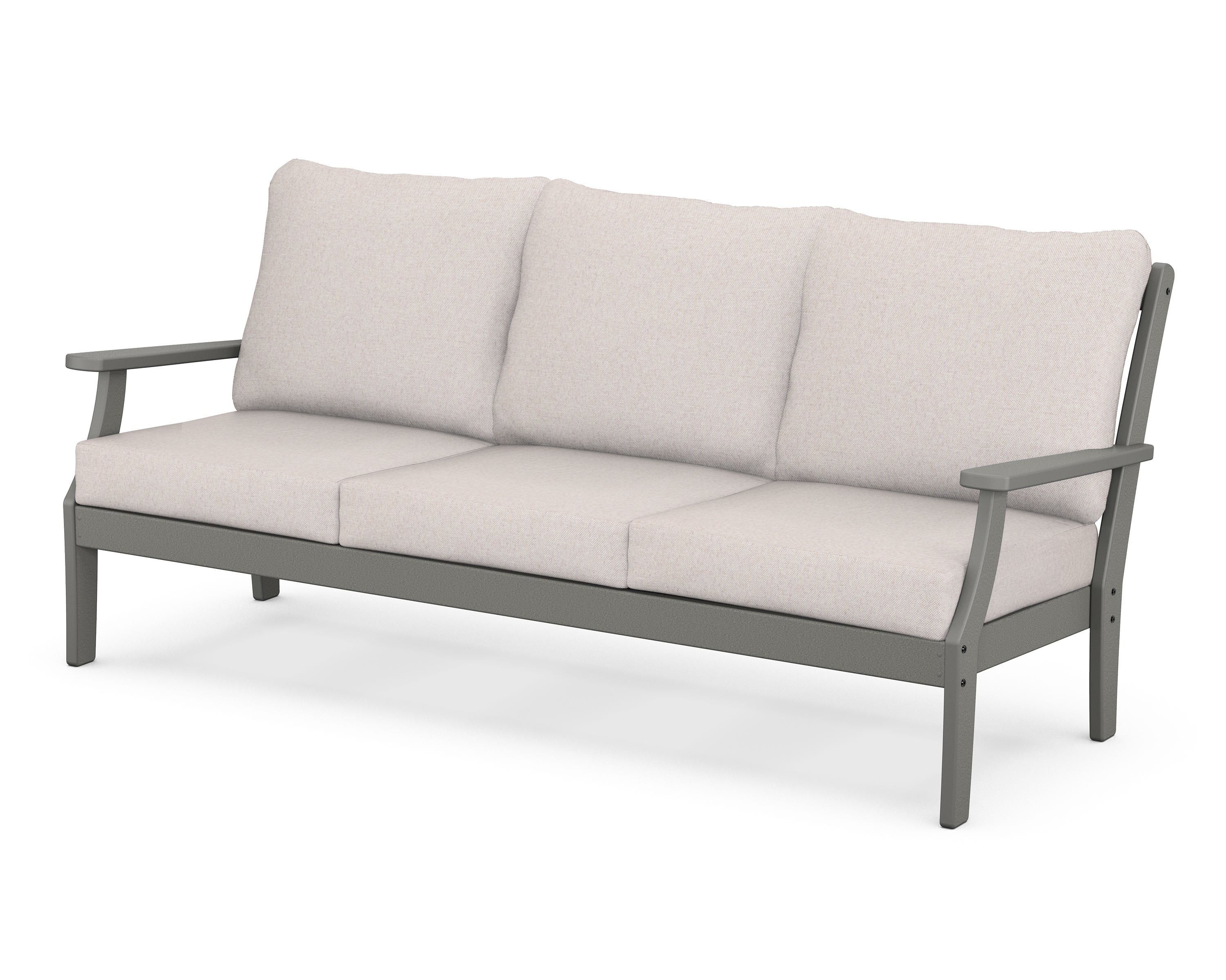 POLYWOOD® Braxton Deep Seating Sofa in Slate Grey / Dune Burlap