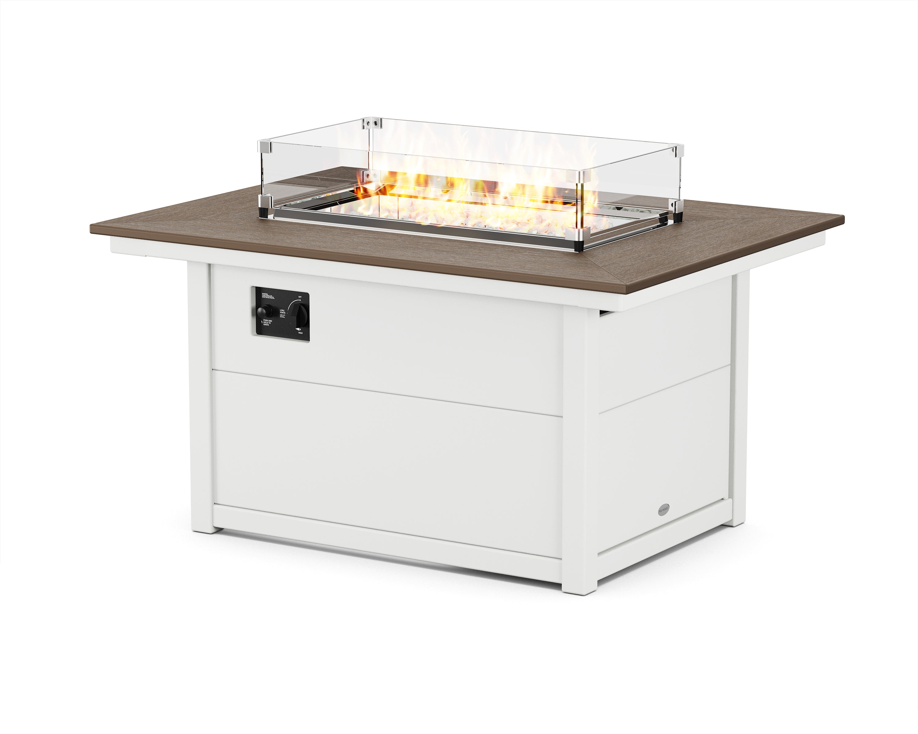 POLYWOOD® Rectangle 34" X 46" Fire Pit Table in White / Kona