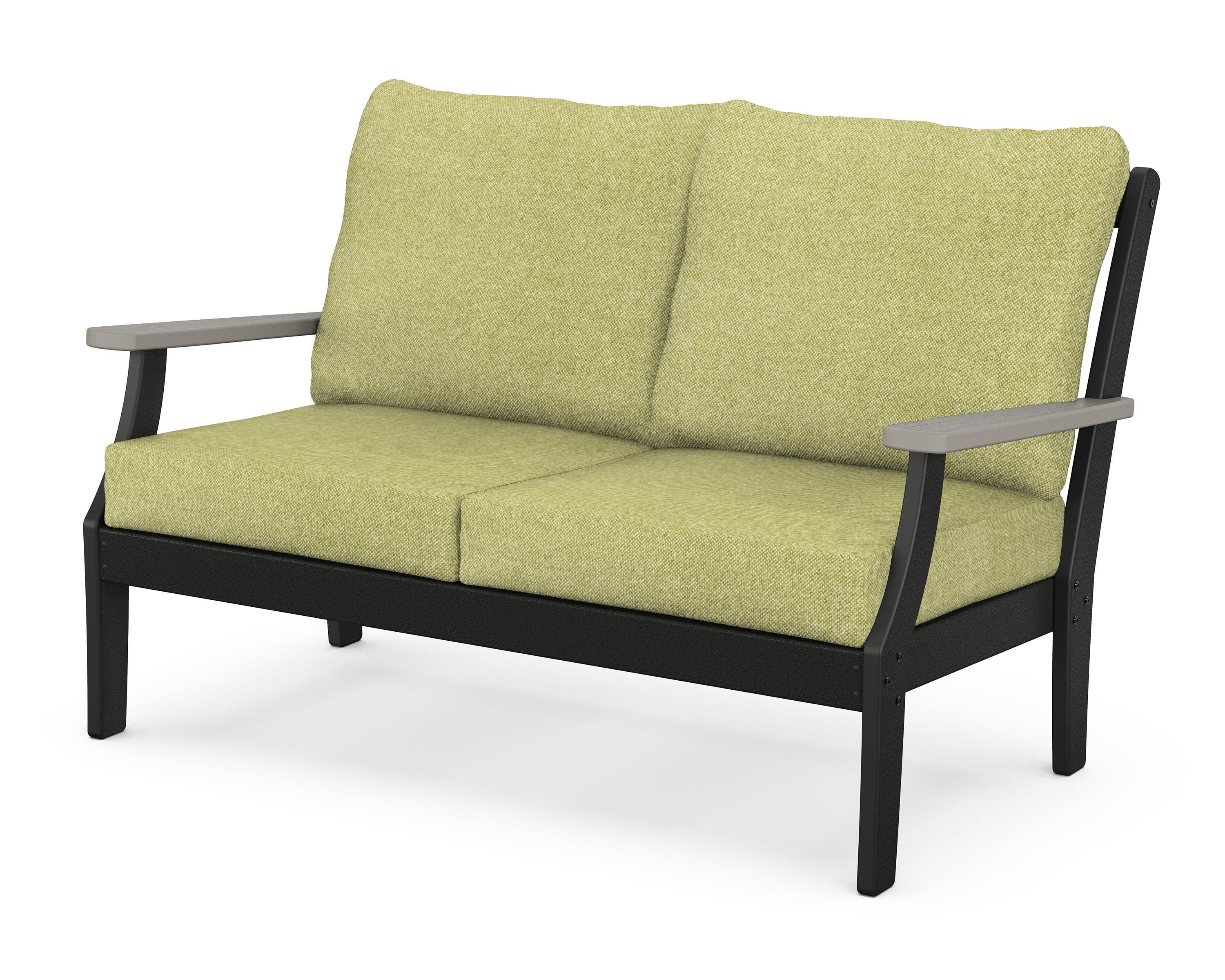 POLYWOOD® Braxton Deep Seating Loveseat in Black / Driftwood / Chartreuse Boucle