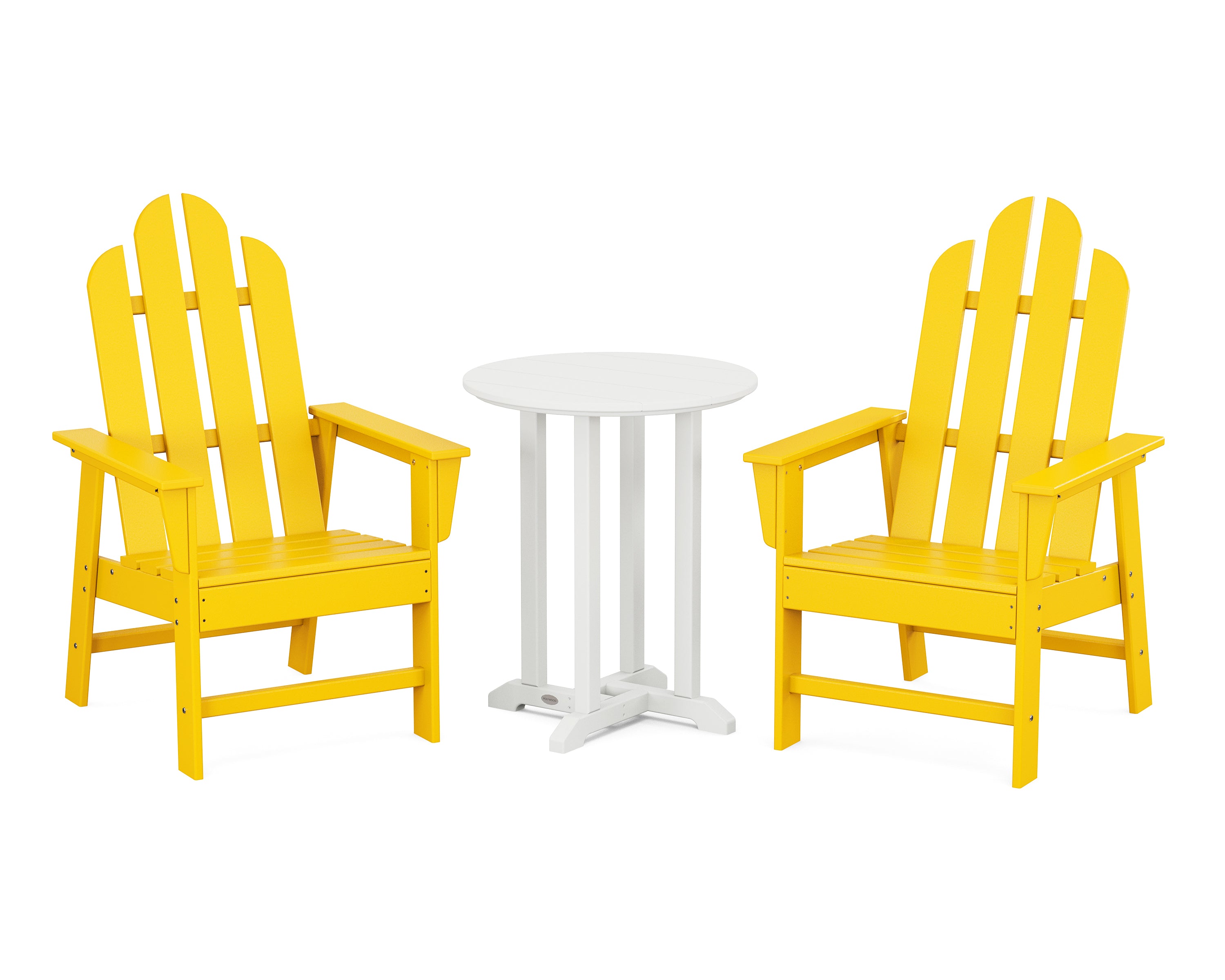 POLYWOOD® Long Island 3-Piece Round Bistro Dining Set in Lemon / White