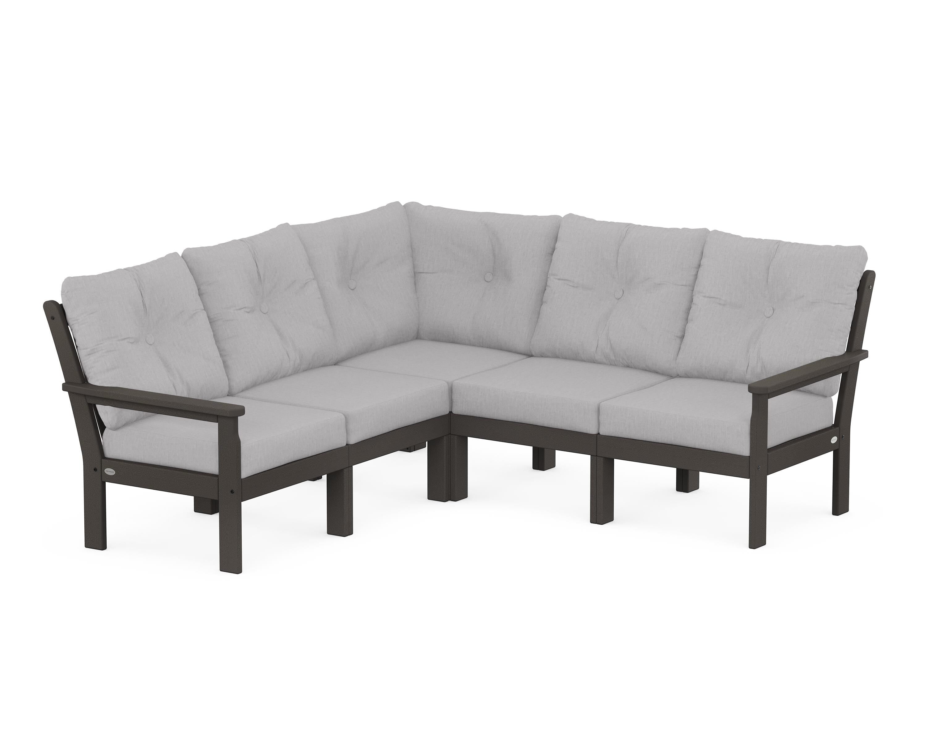 POLYWOOD® Vineyard 5-Piece Sectional in Vintage Coffee / Granite