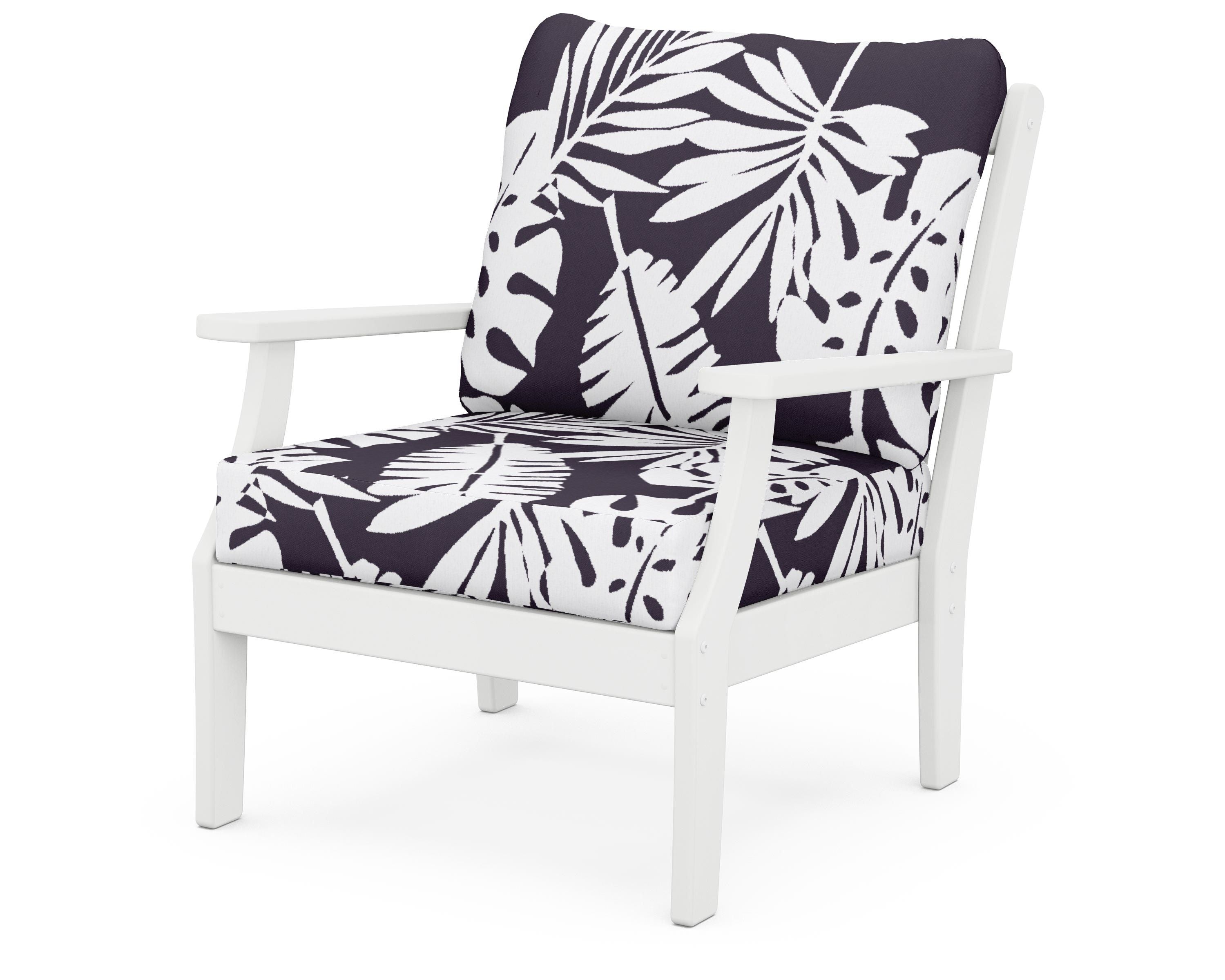 POLYWOOD® Braxton Deep Seating Chair in White / Leaf Navy