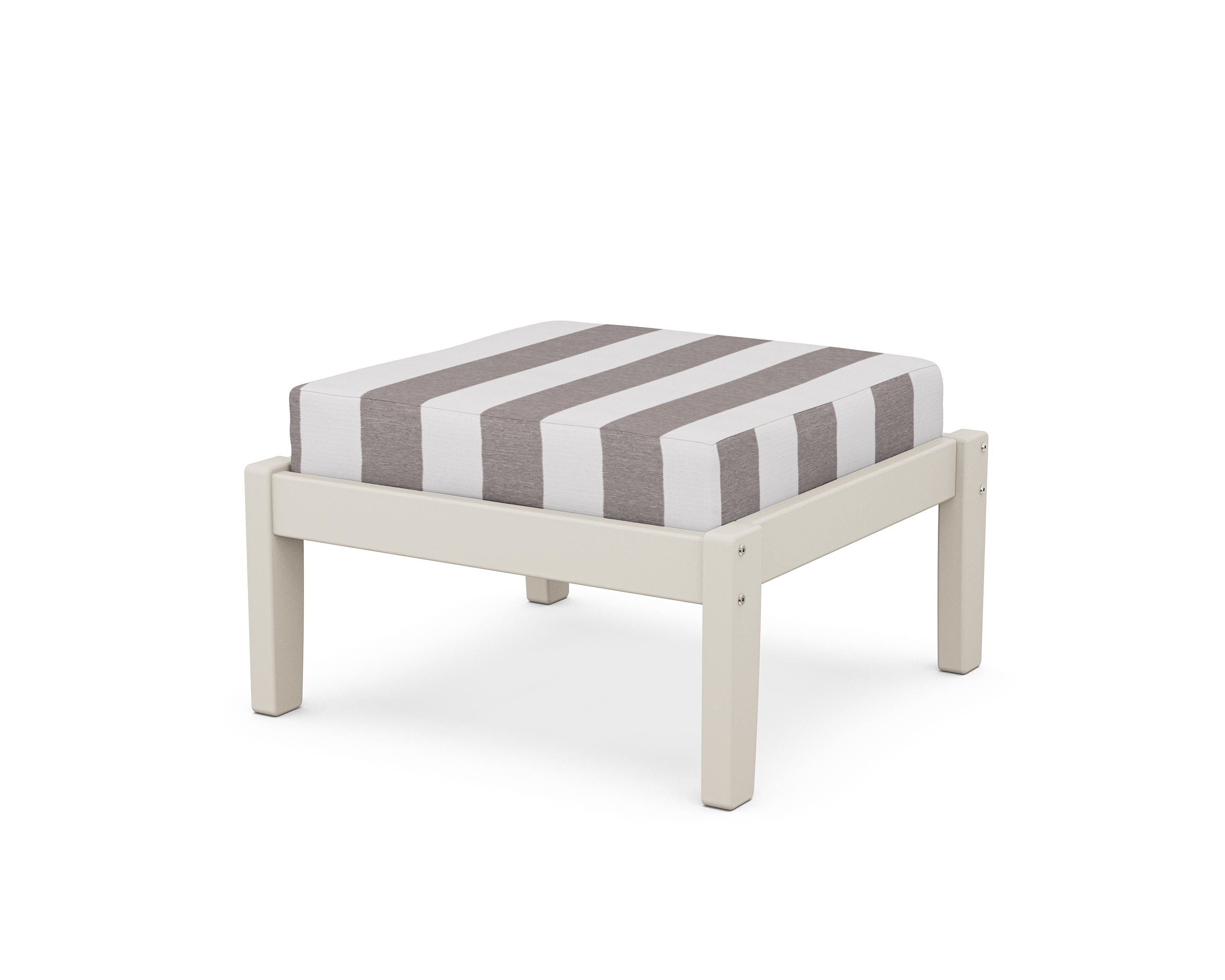 Unbranded Deep Seating Ottoman in Sand / Cabana Stripe Grey Mist