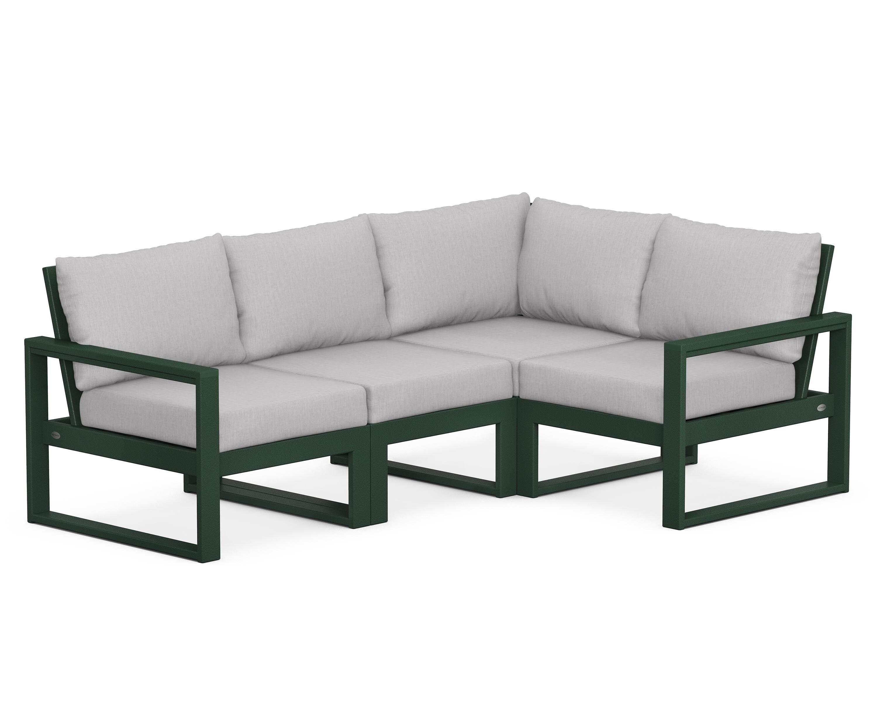 POLYWOOD® EDGE 4-Piece Modular Deep Seating Set in Green / Granite