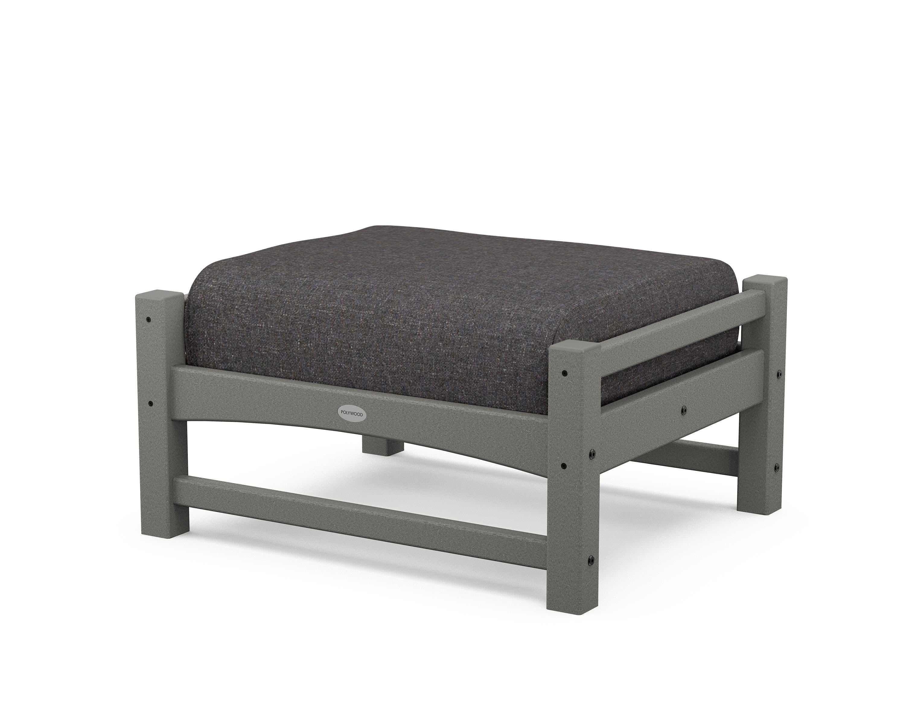 POLYWOOD® Club Ottoman in Slate Grey / Ash Charcoal