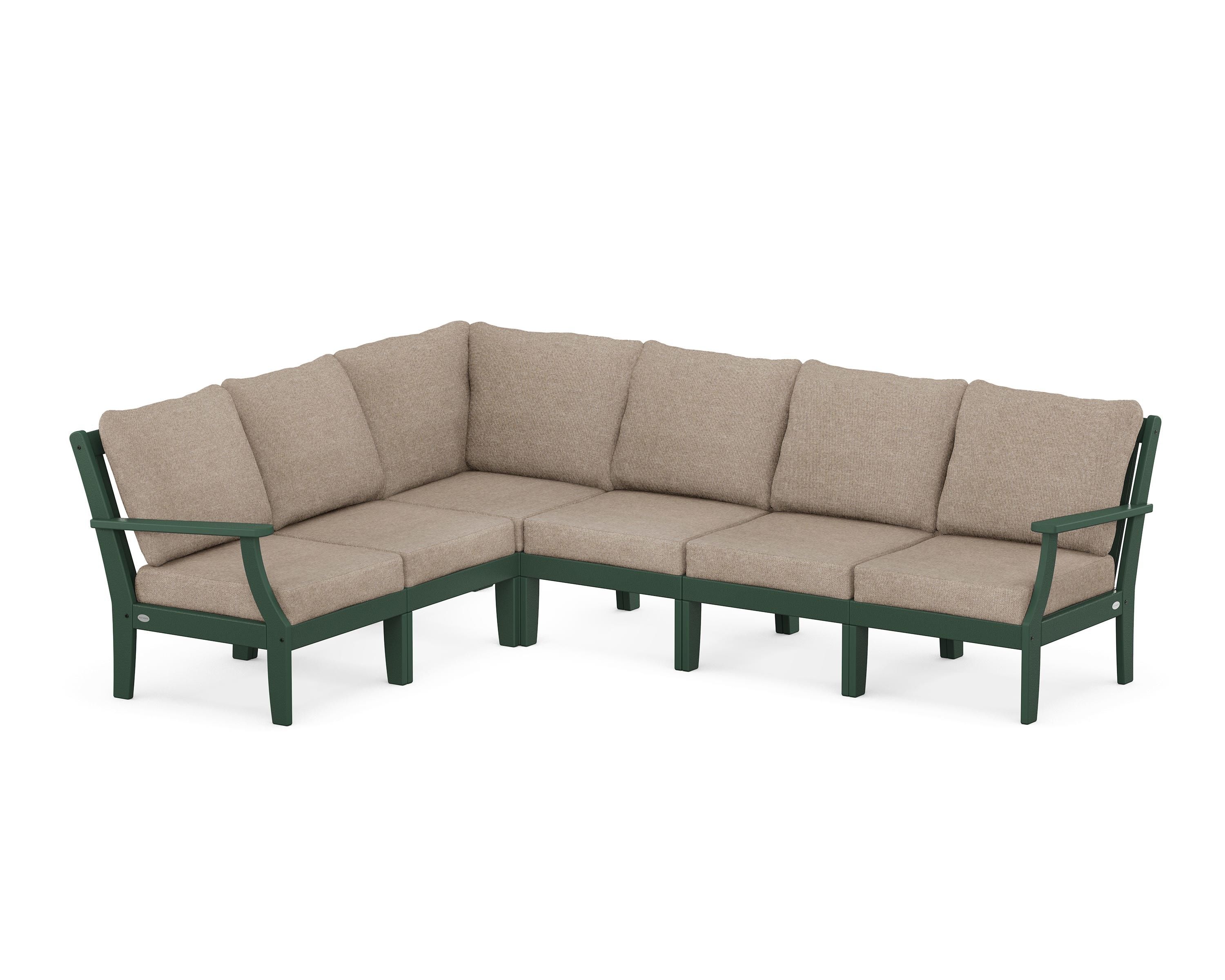 POLYWOOD® Braxton Modular 6-Piece Deep Seating Set in Green / Spiced Burlap