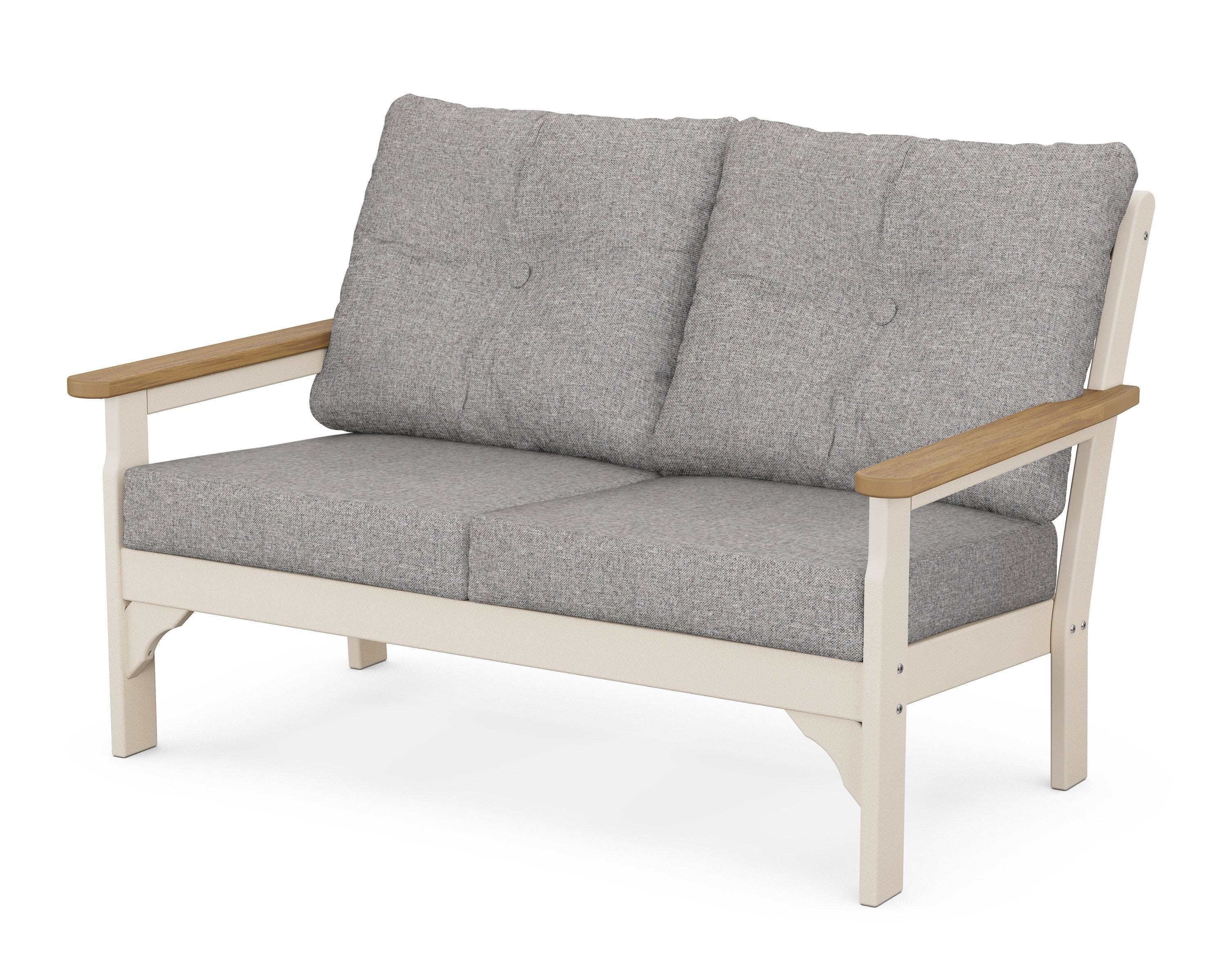 POLYWOOD® Vineyard Deep Seating Loveseat in Sand / Natural / Grey Mist