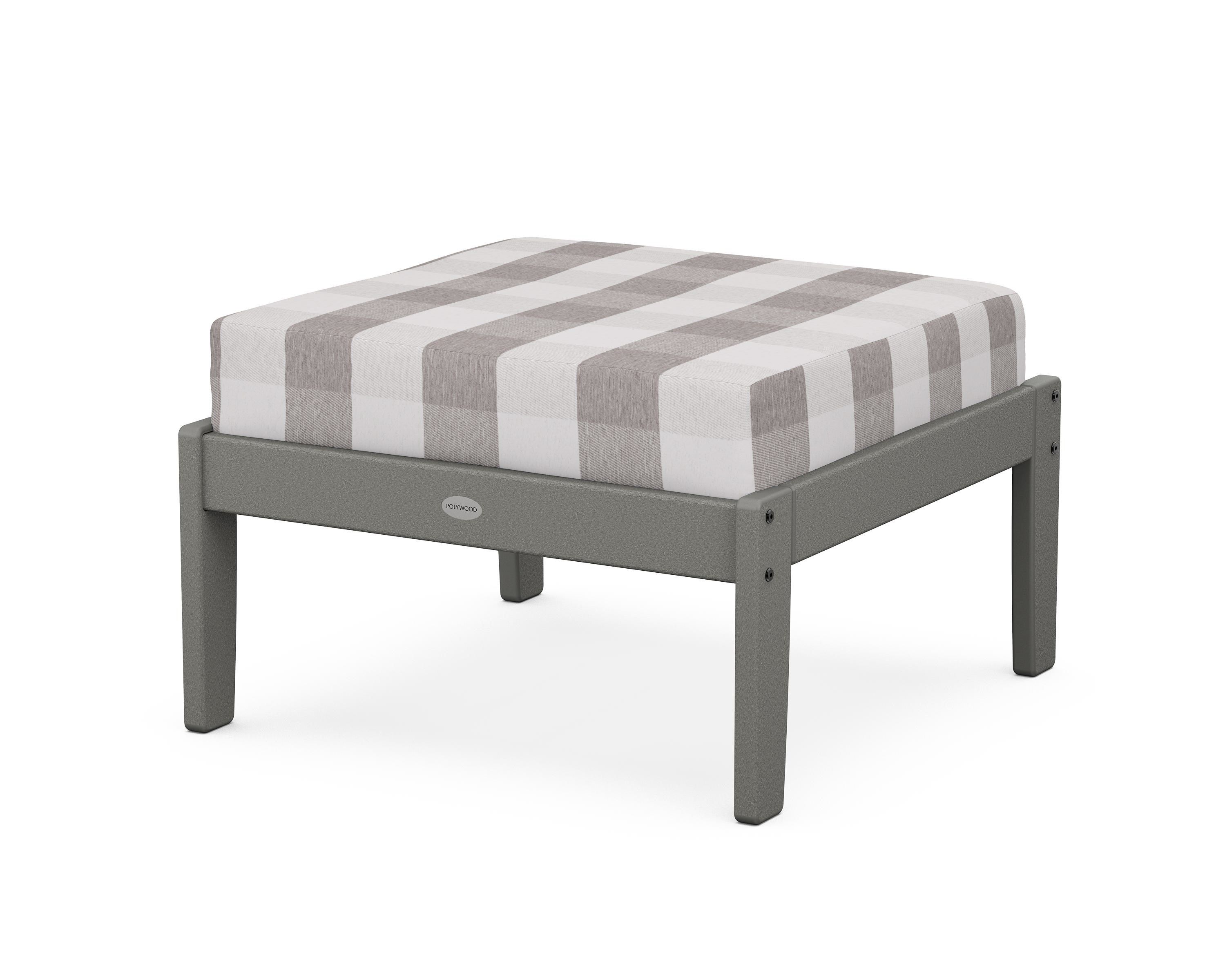POLYWOOD® Braxton Deep Seating Ottoman in Slate Grey / Buffalo Plaid Grey Mist