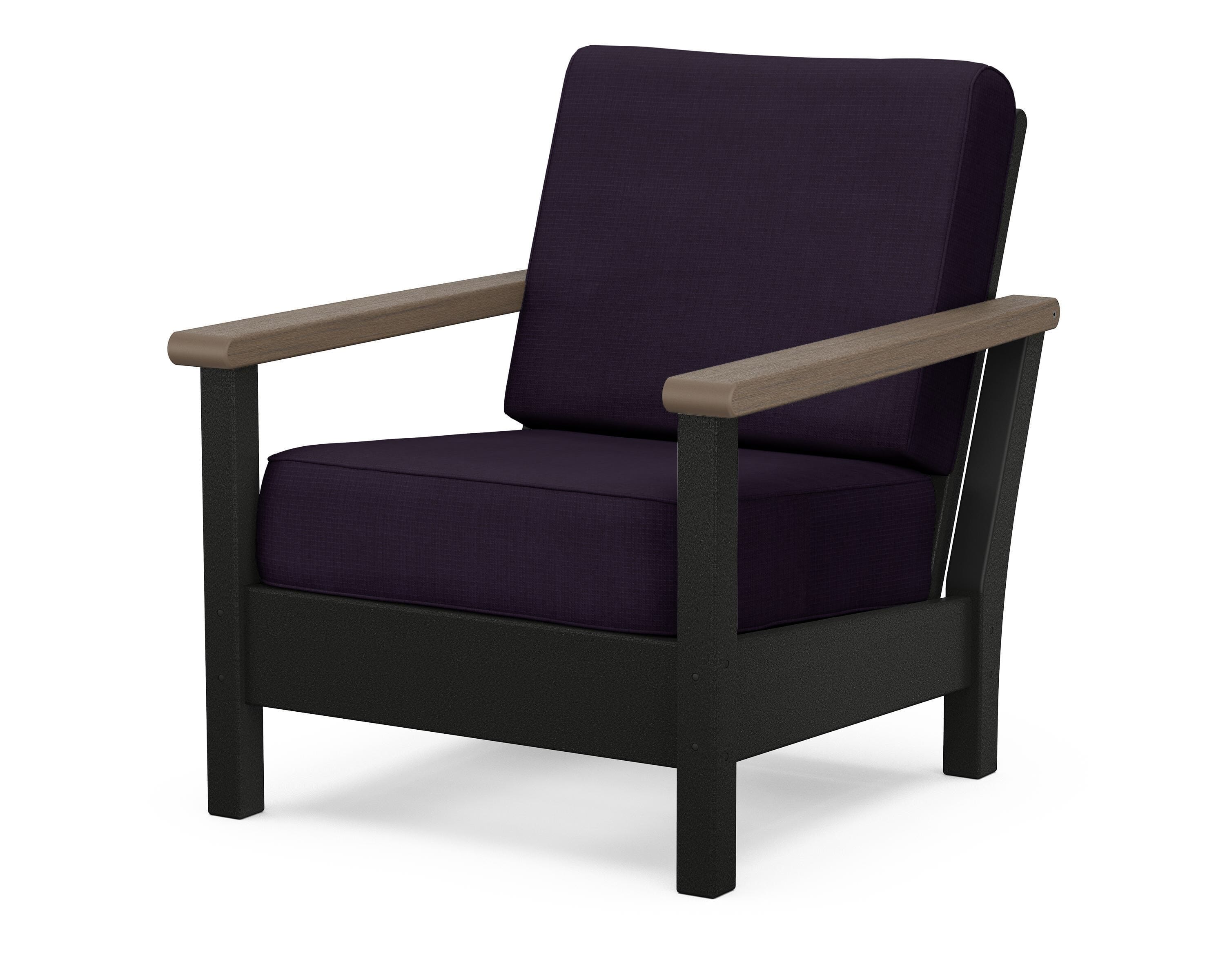 POLYWOOD® Harbour Deep Seating Chair in Black / Kona / Navy Linen