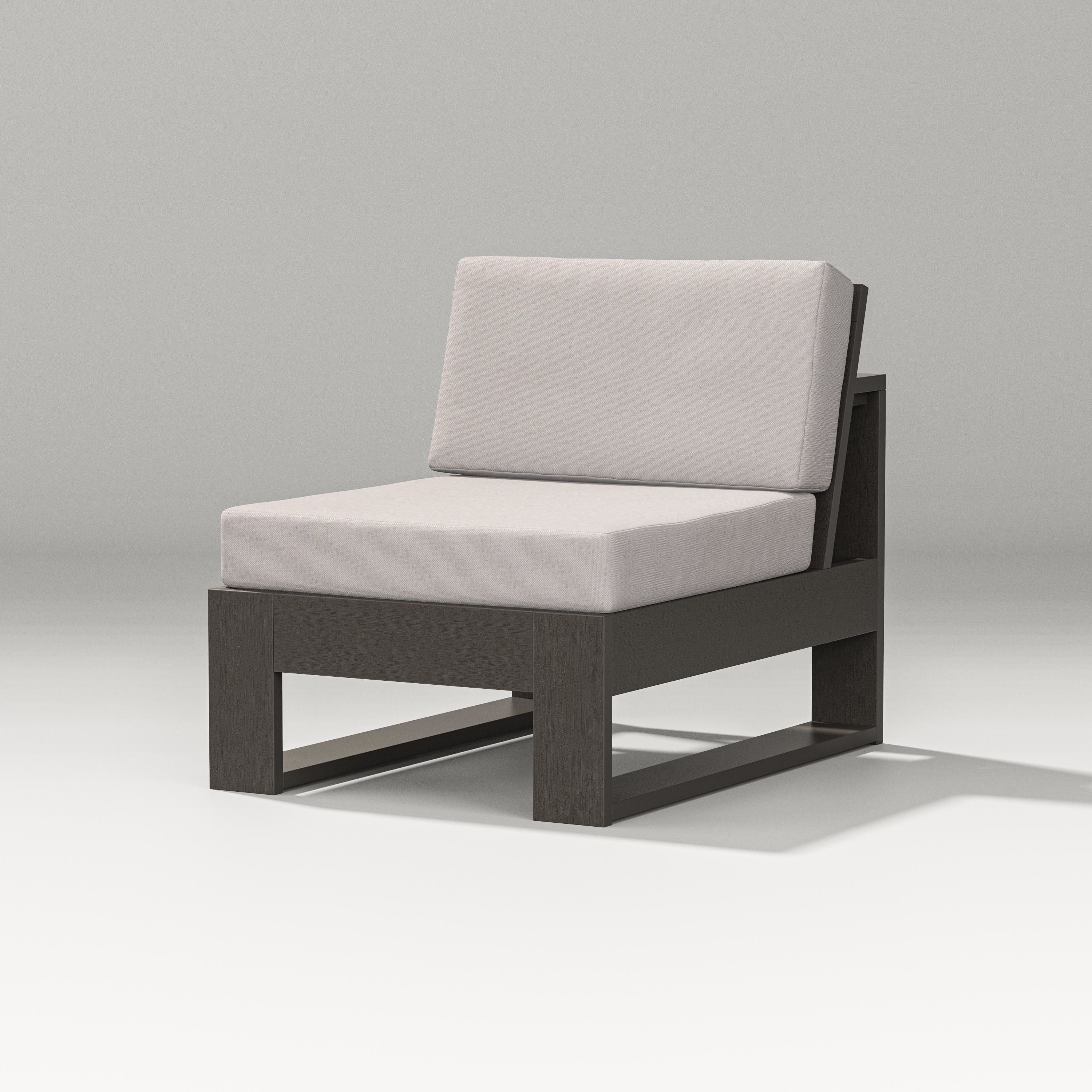PW Designer Series Latitude Modular Armless Chair in Vintage Coffee / Dune Burlap