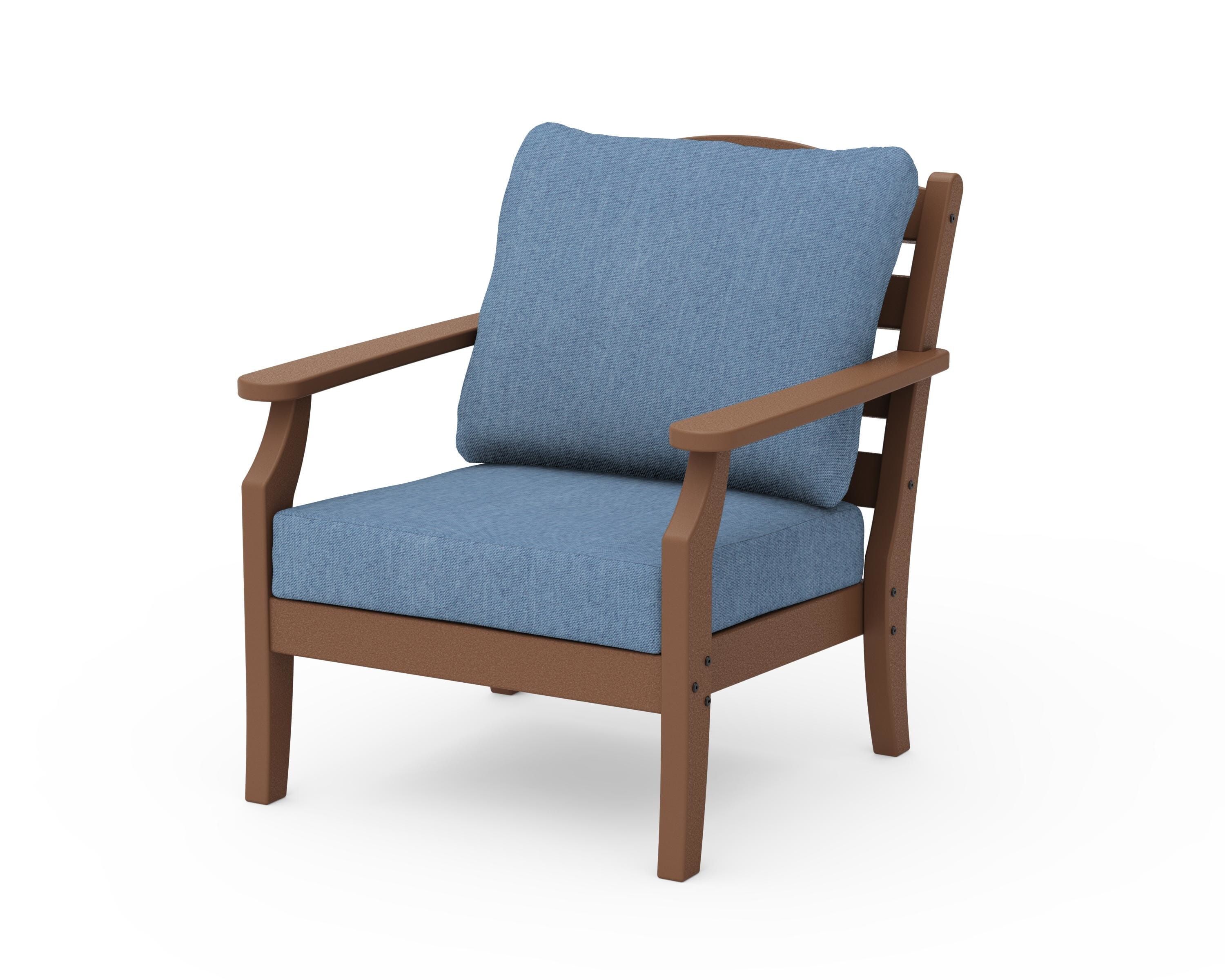Draper James™ by POLYWOOD® Savannah Deep Seating Chair in Teak / Sky Blue