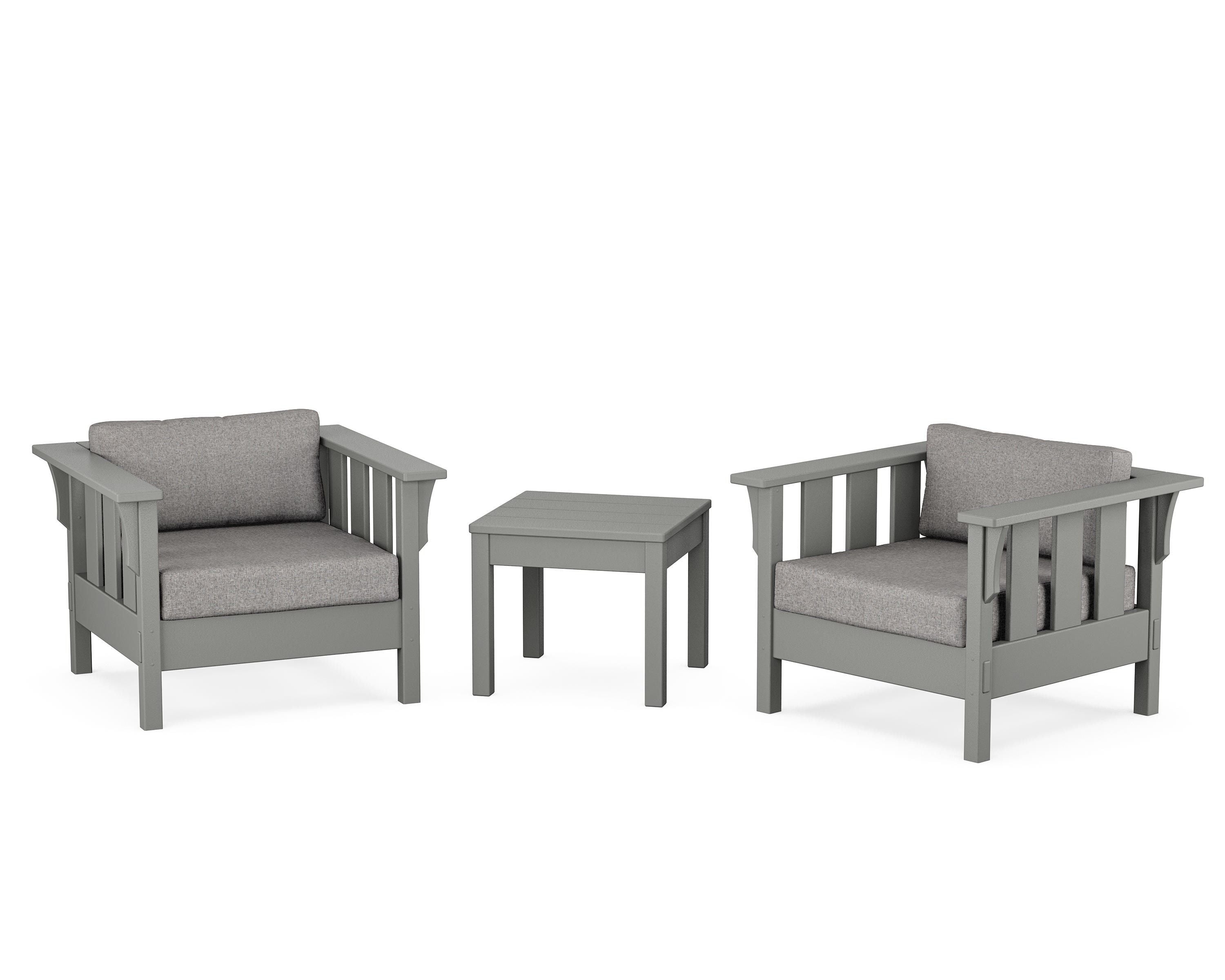 Martha Stewart by POLYWOOD® Acadia 3-Piece Deep Seating Set in Slate Grey / Grey Mist