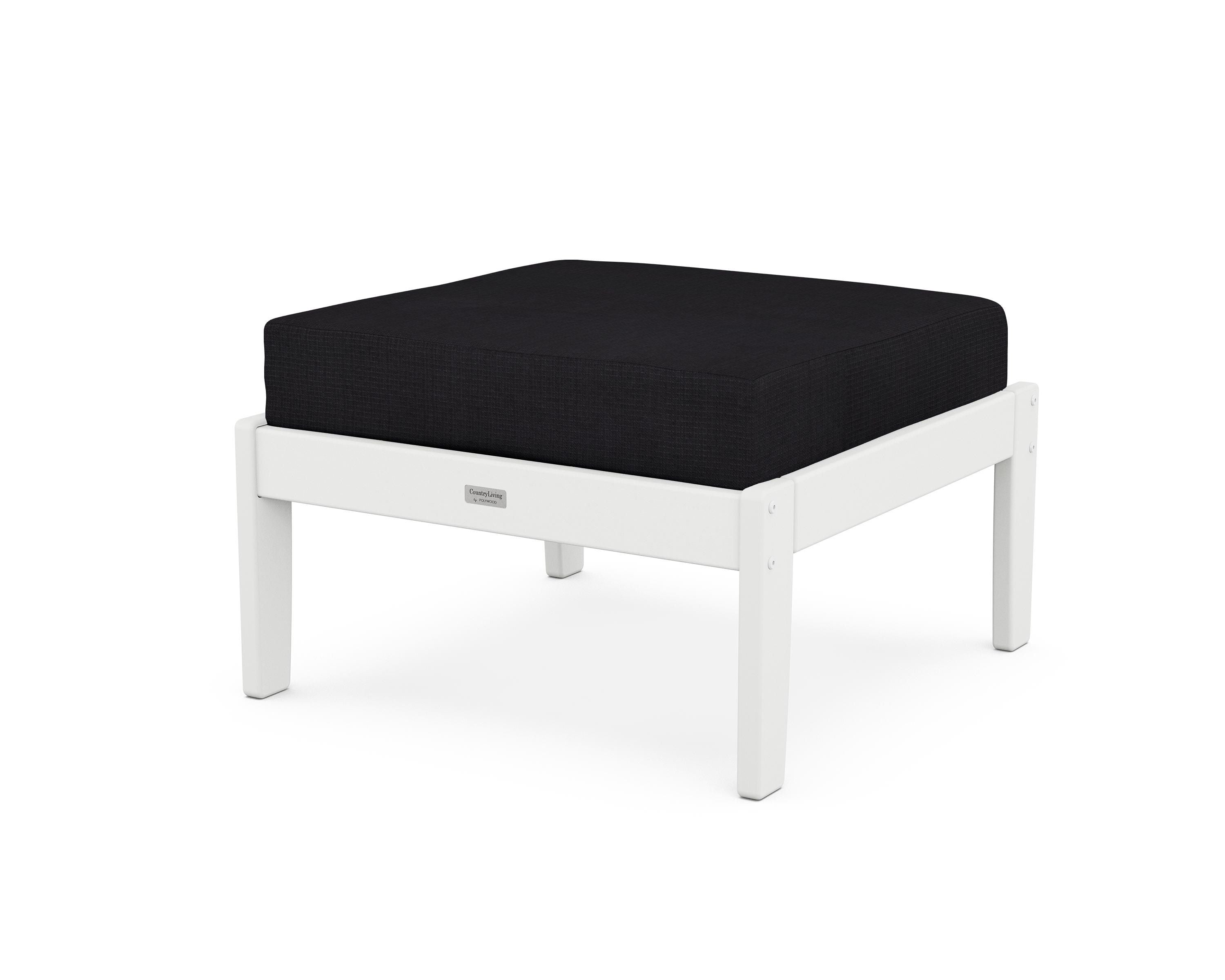 Country Living Cottage Deep Seating Ottoman in White / Midnight Linen