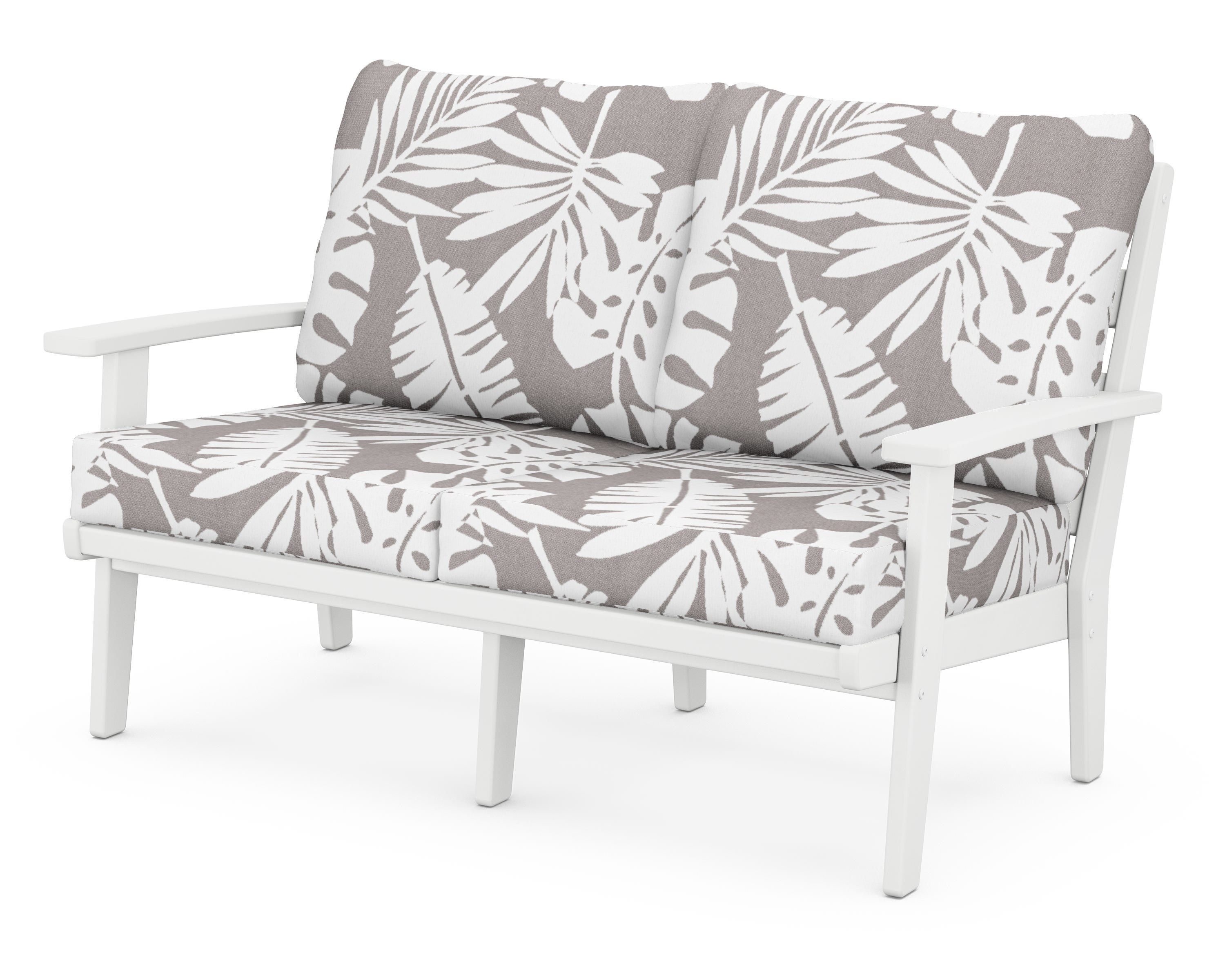POLYWOOD® Grant Park Deep Seating Loveseat in White / Leaf Grey Mist