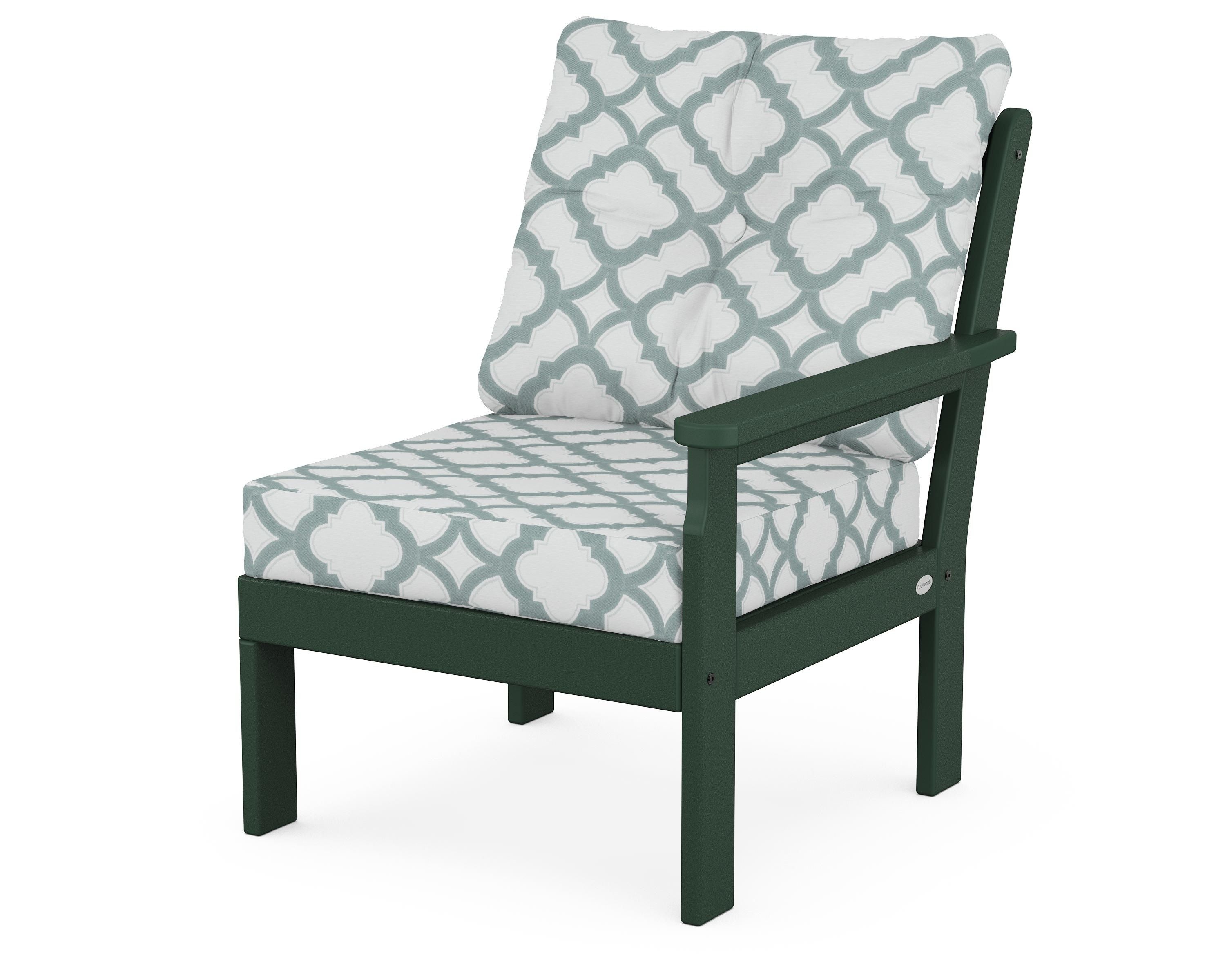POLYWOOD® Vineyard Modular Right Arm Chair in Green / Trellis Glacier Spa