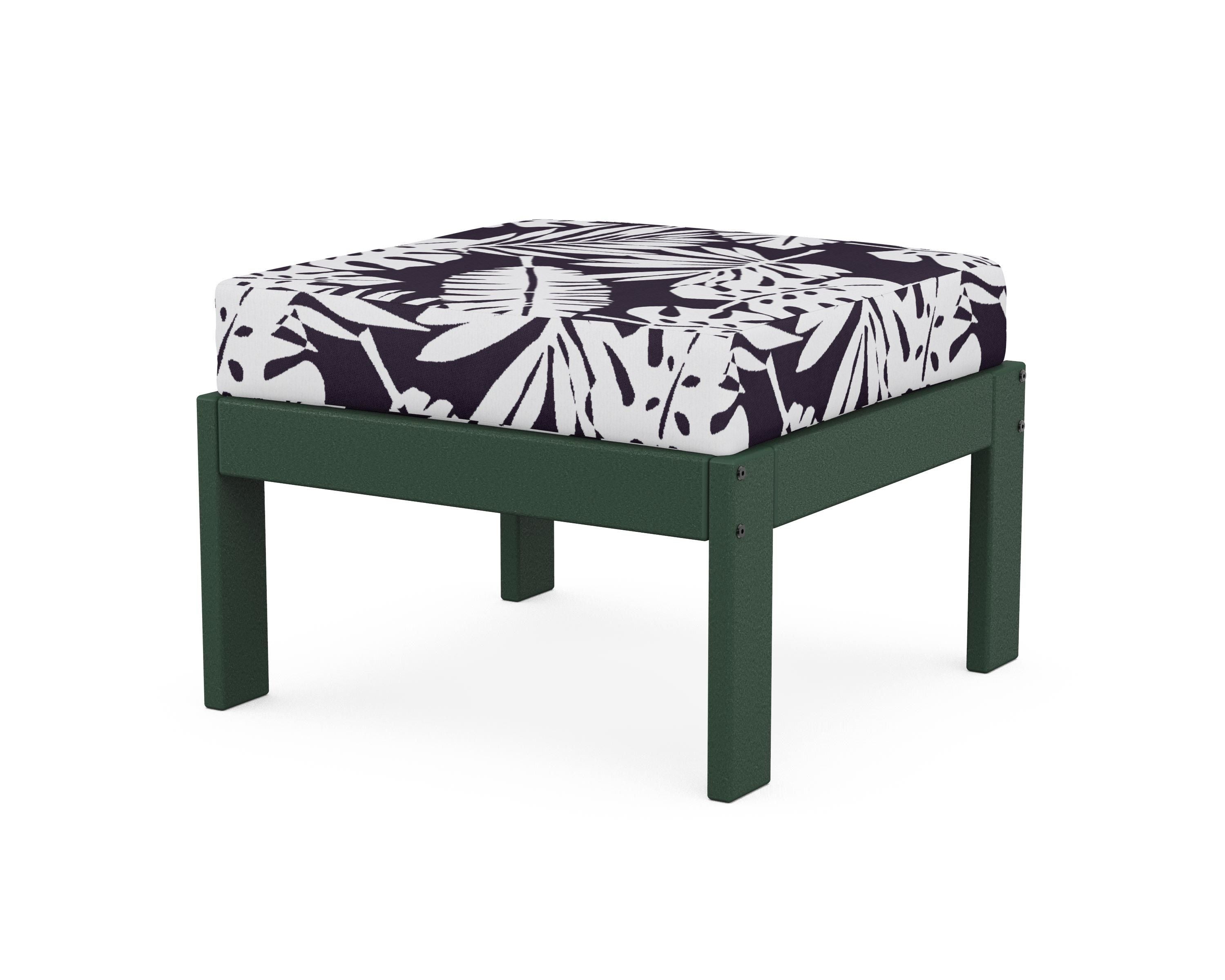 POLYWOOD® Vineyard Modular Ottoman in Green / Leaf Navy