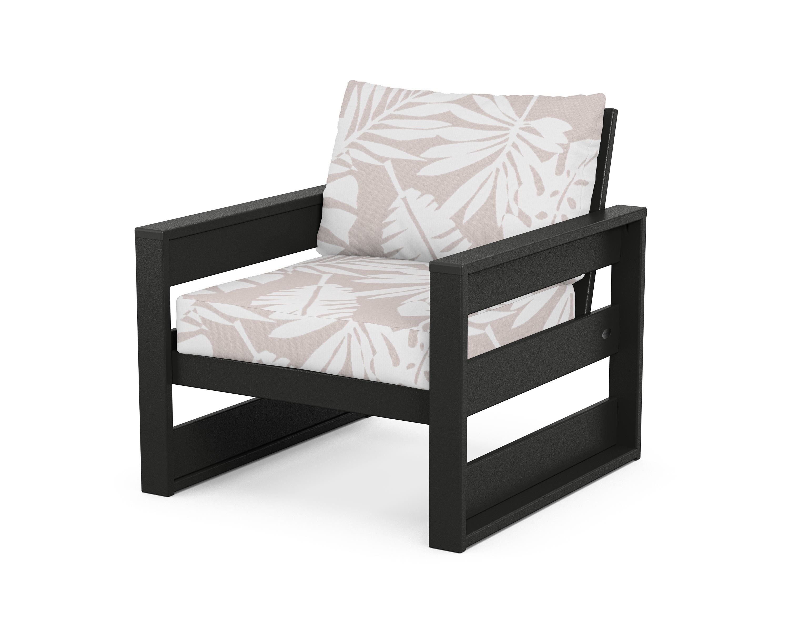 POLYWOOD® Westport Club Chair in Black / Leaf Dune Burlap
