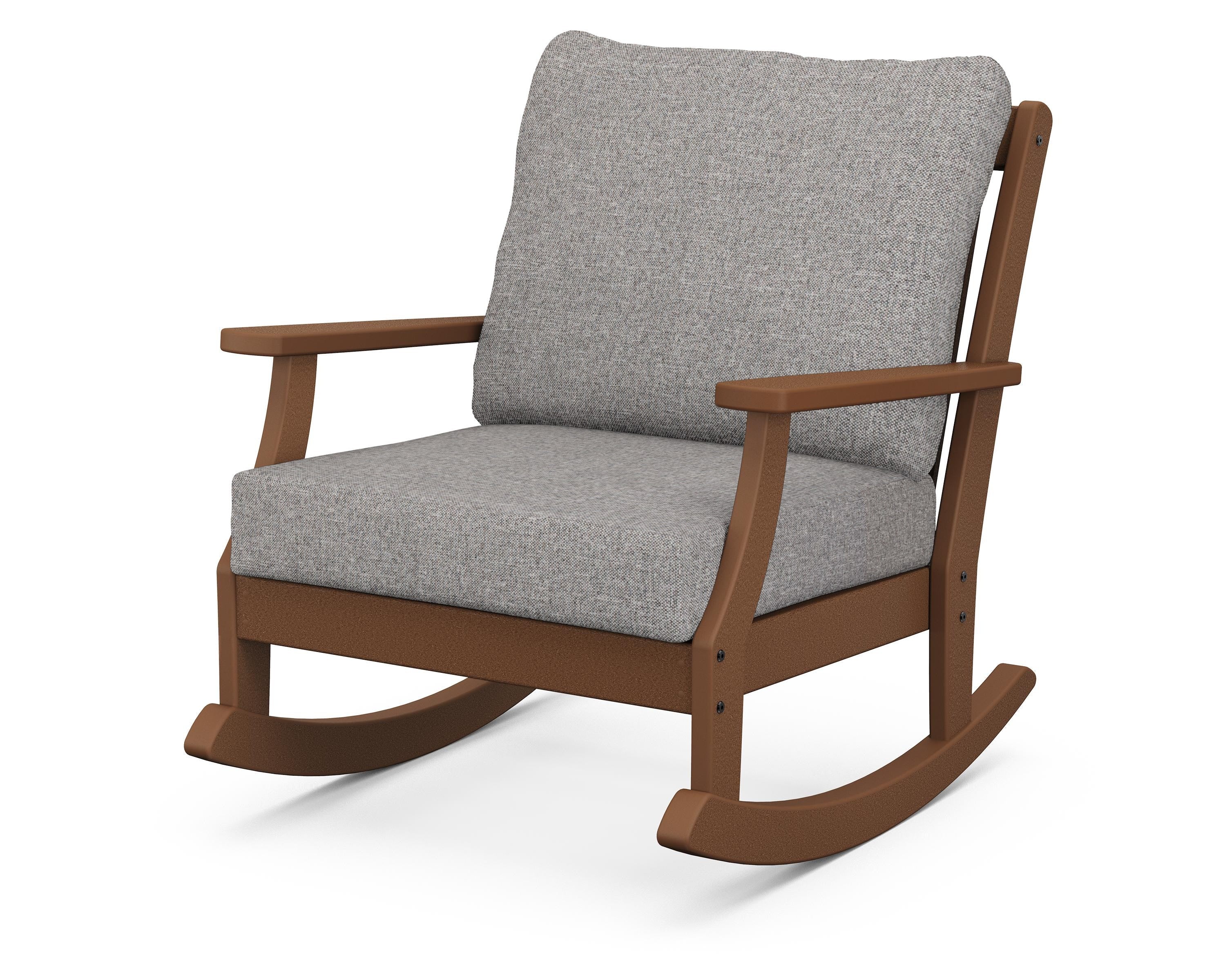 POLYWOOD® Braxton Deep Seating Rocking Chair in Teak / Grey Mist