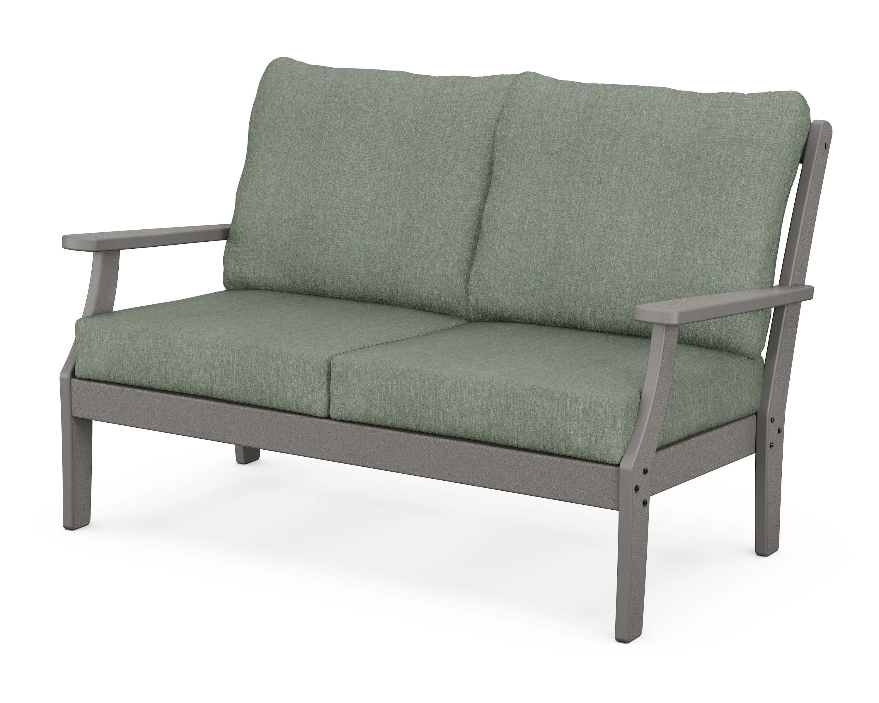 POLYWOOD® Braxton Deep Seating Loveseat in Slate Grey / Cast Sage